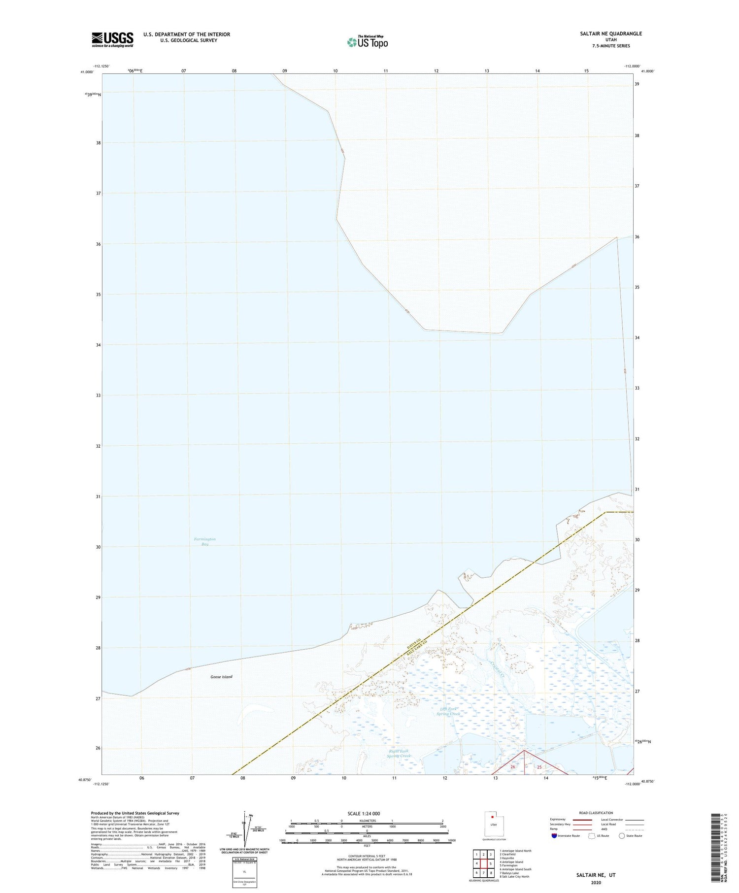 Saltair NE Utah US Topo Map Image