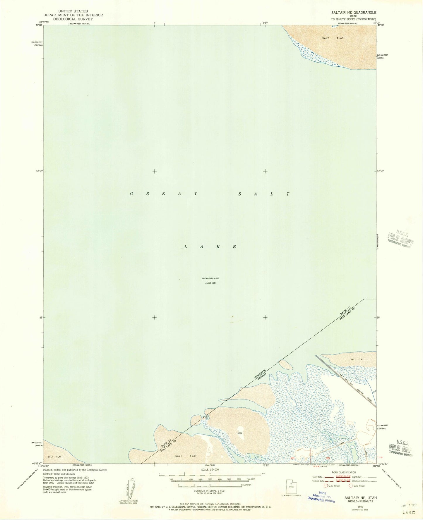 Classic USGS Saltair NE Utah 7.5'x7.5' Topo Map Image