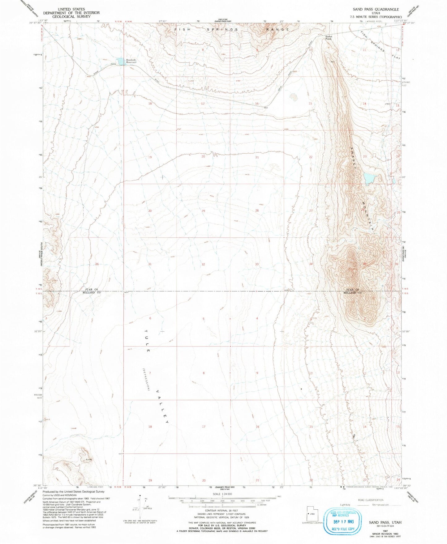 Classic USGS Sand Pass Utah 7.5'x7.5' Topo Map Image