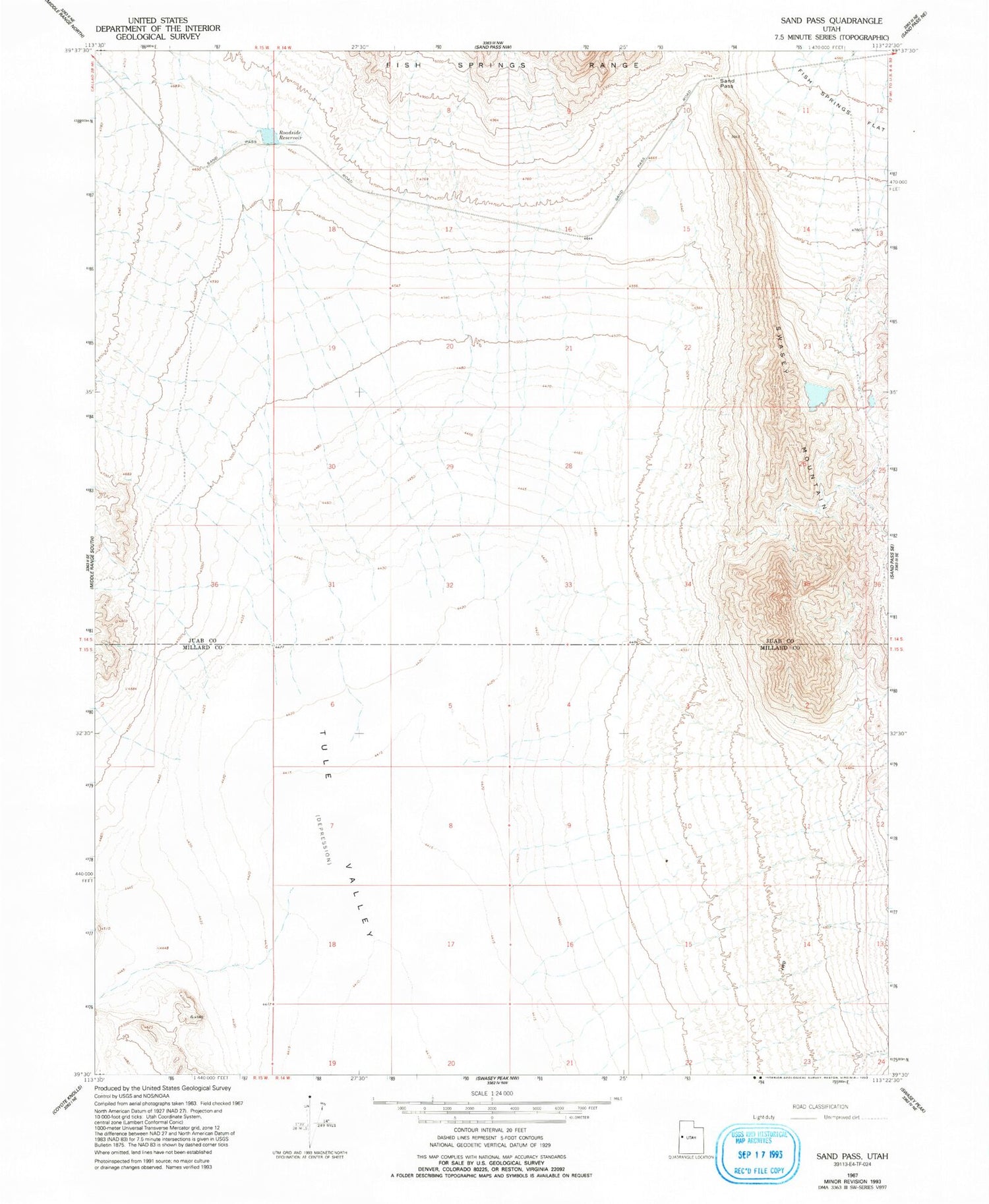 Classic USGS Sand Pass Utah 7.5'x7.5' Topo Map Image