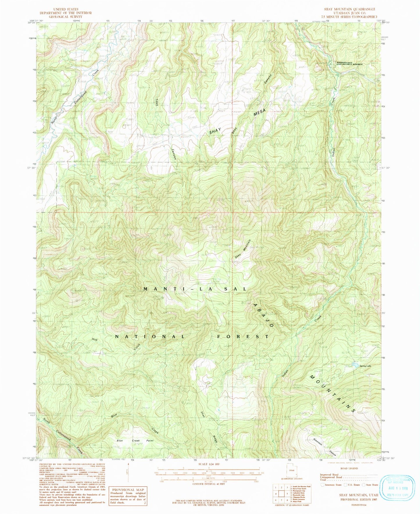 Classic USGS Shay Mountain Utah 7.5'x7.5' Topo Map Image