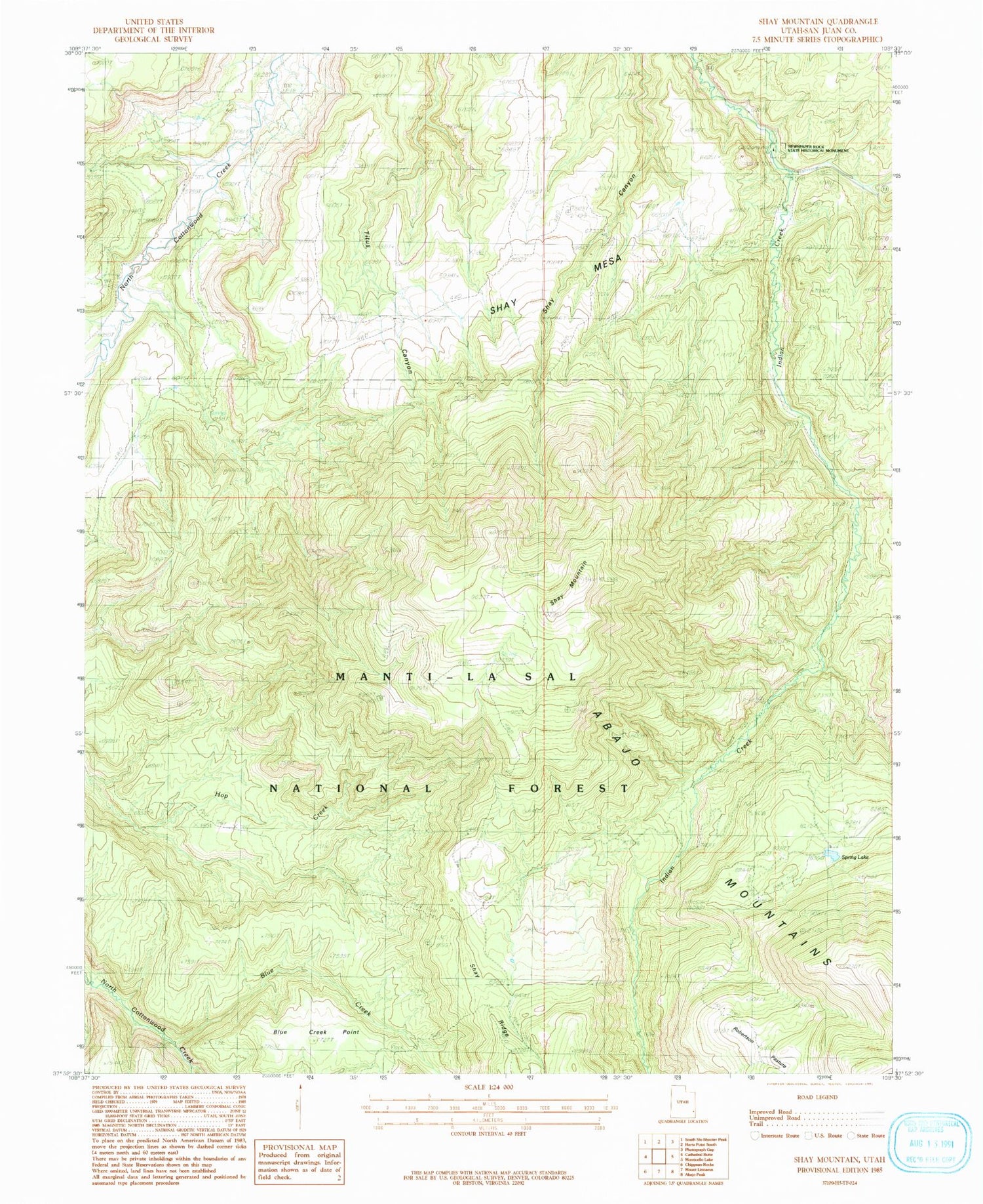 Classic USGS Shay Mountain Utah 7.5'x7.5' Topo Map Image