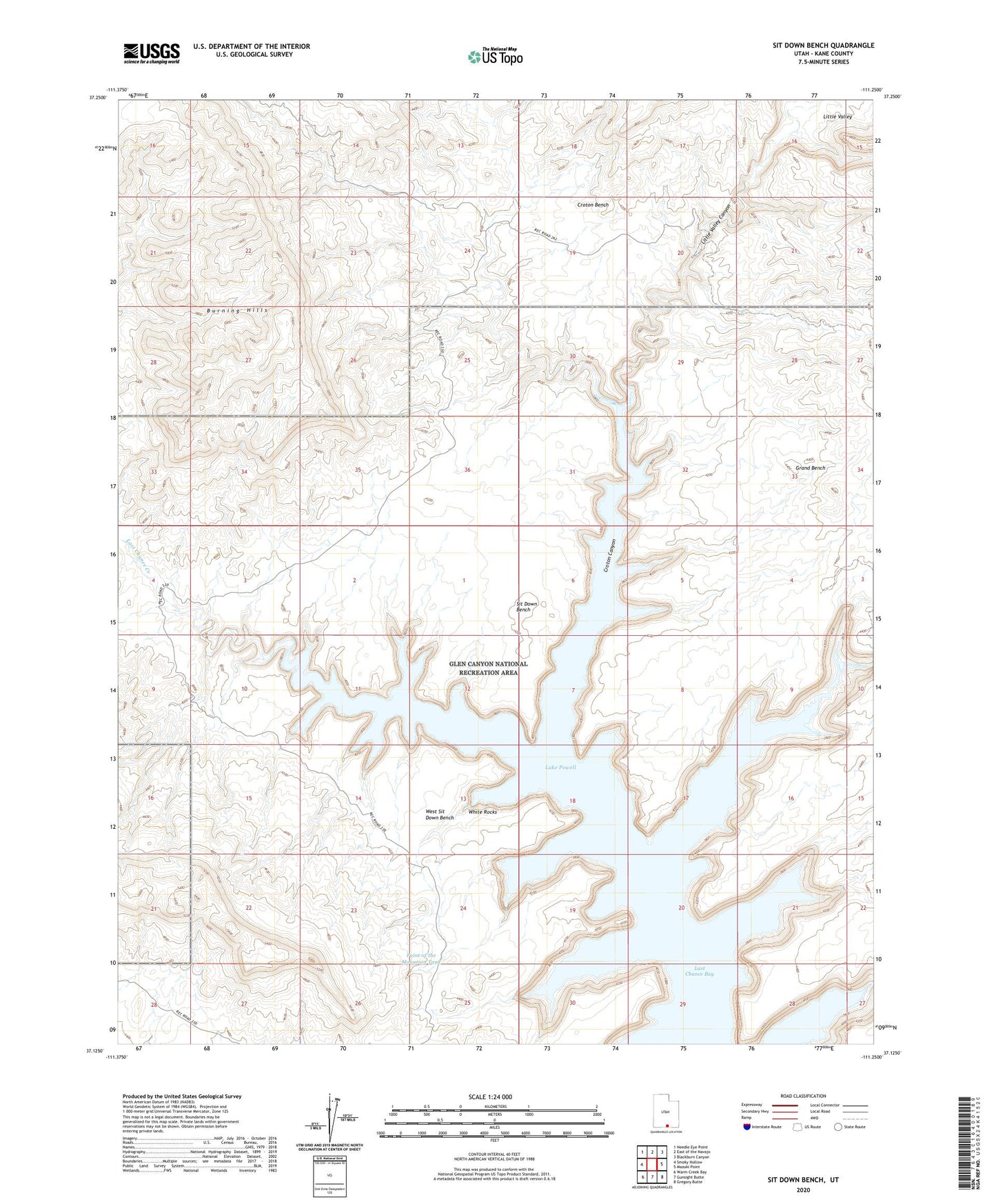 Sit Down Bench Utah US Topo Map Image