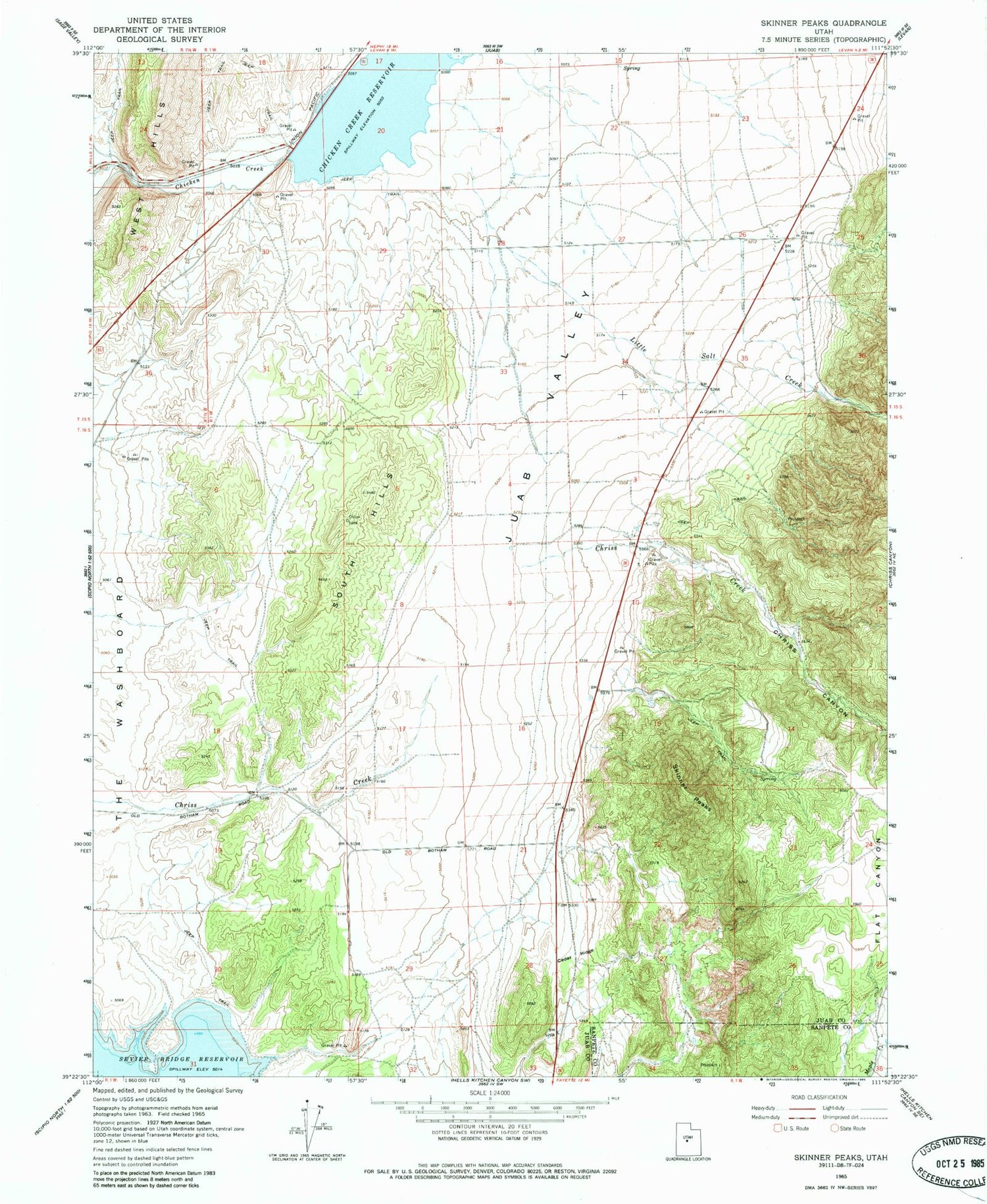 Classic USGS Skinner Peaks Utah 7.5'x7.5' Topo Map Image