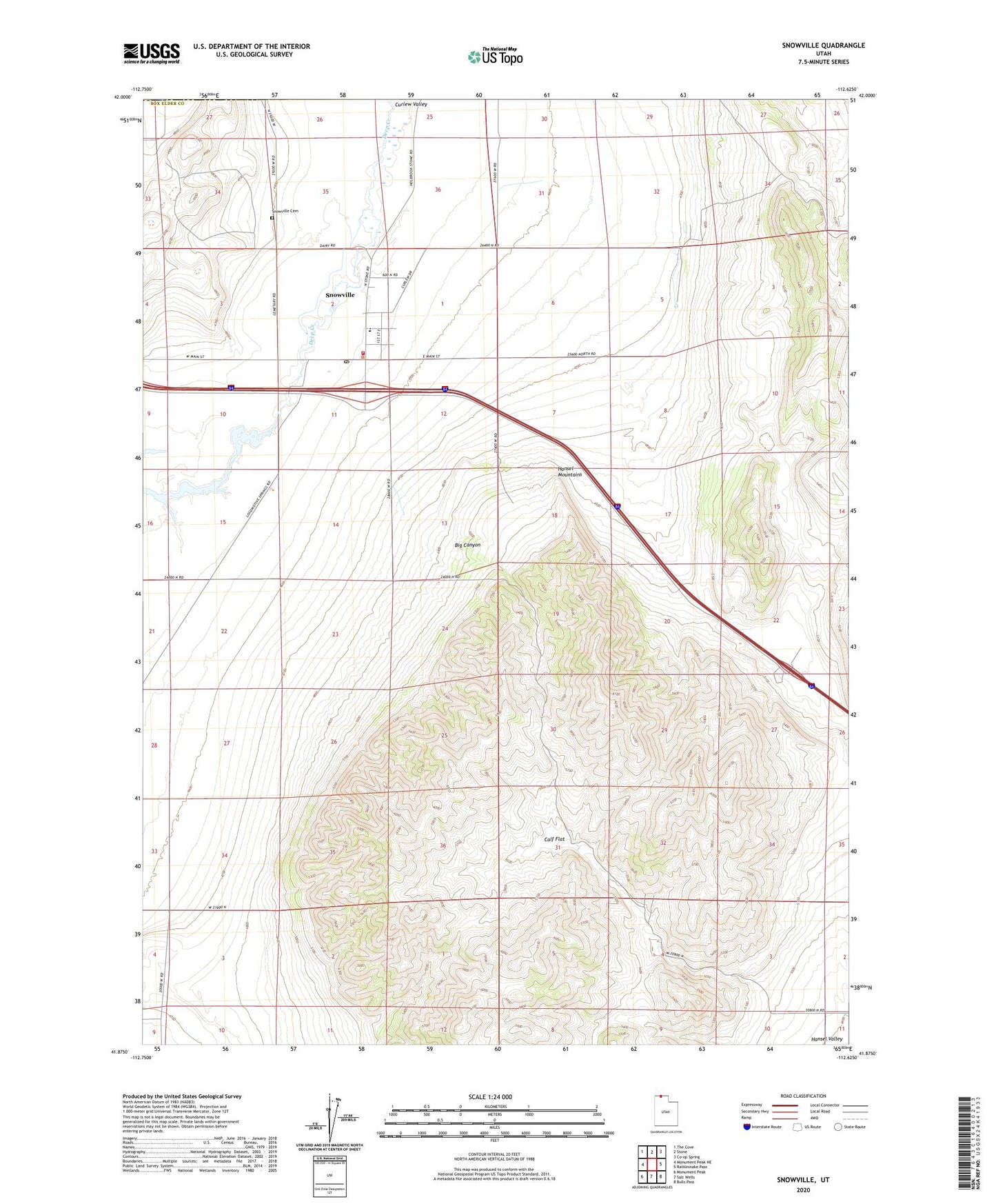 Snowville Utah US Topo Map Image