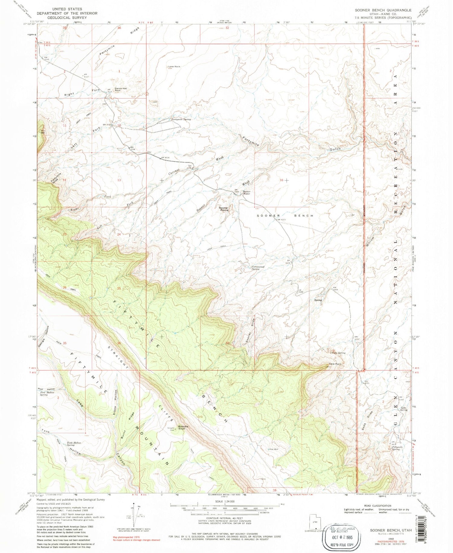 Classic USGS Sooner Bench Utah 7.5'x7.5' Topo Map Image