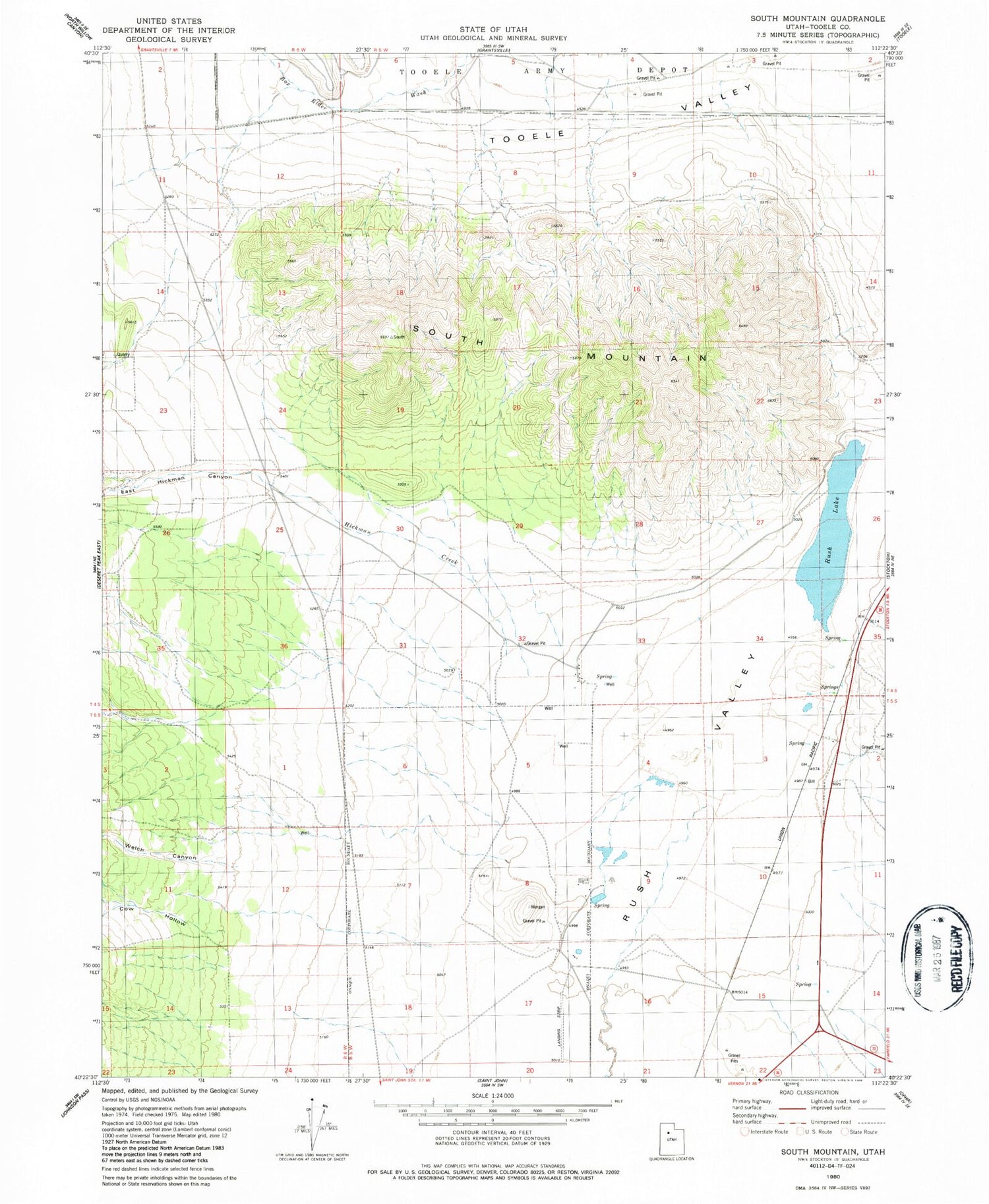 Classic USGS South Mountain Utah 7.5'x7.5' Topo Map Image