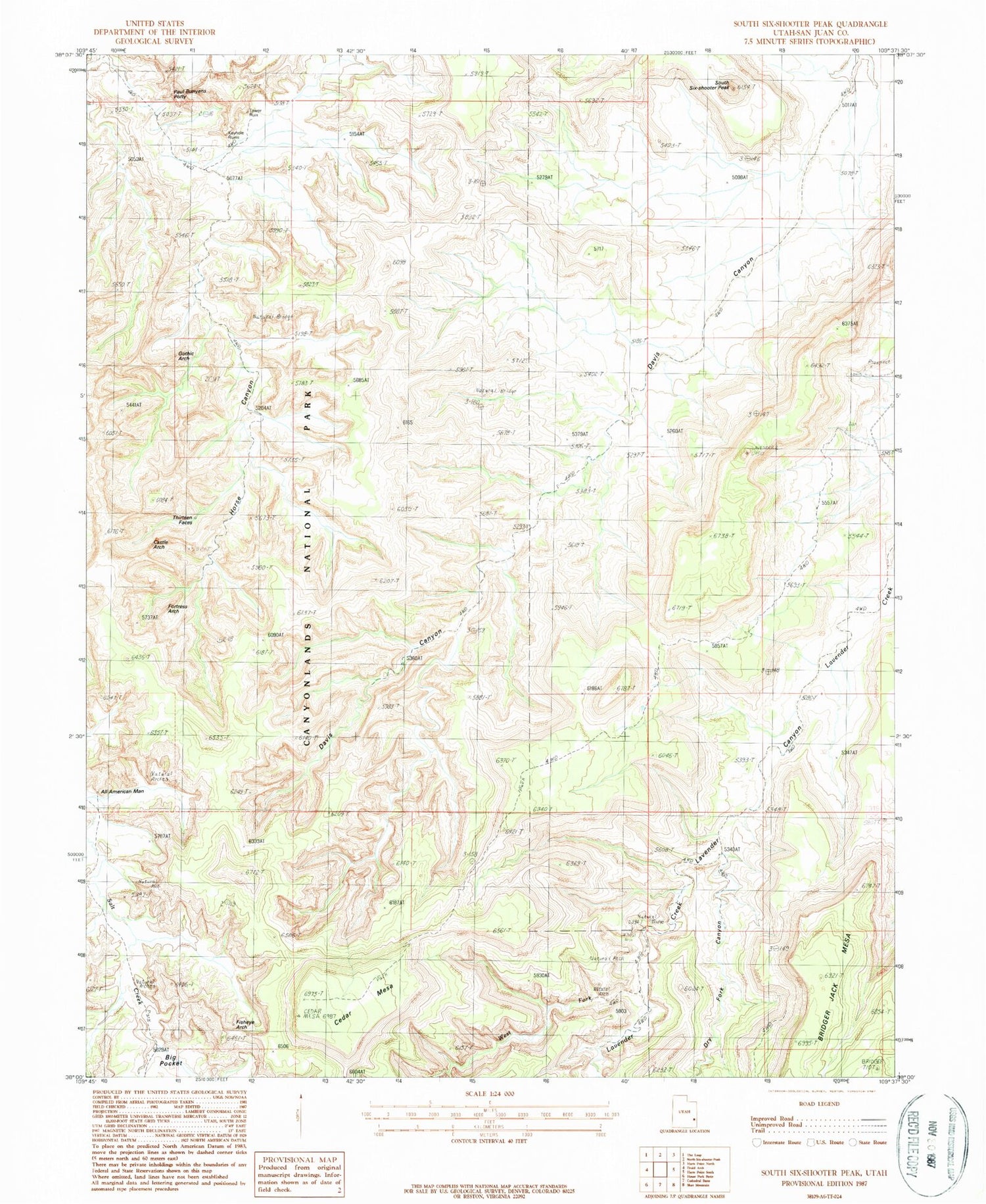 Classic USGS South Six-shooter Peak Utah 7.5'x7.5' Topo Map Image