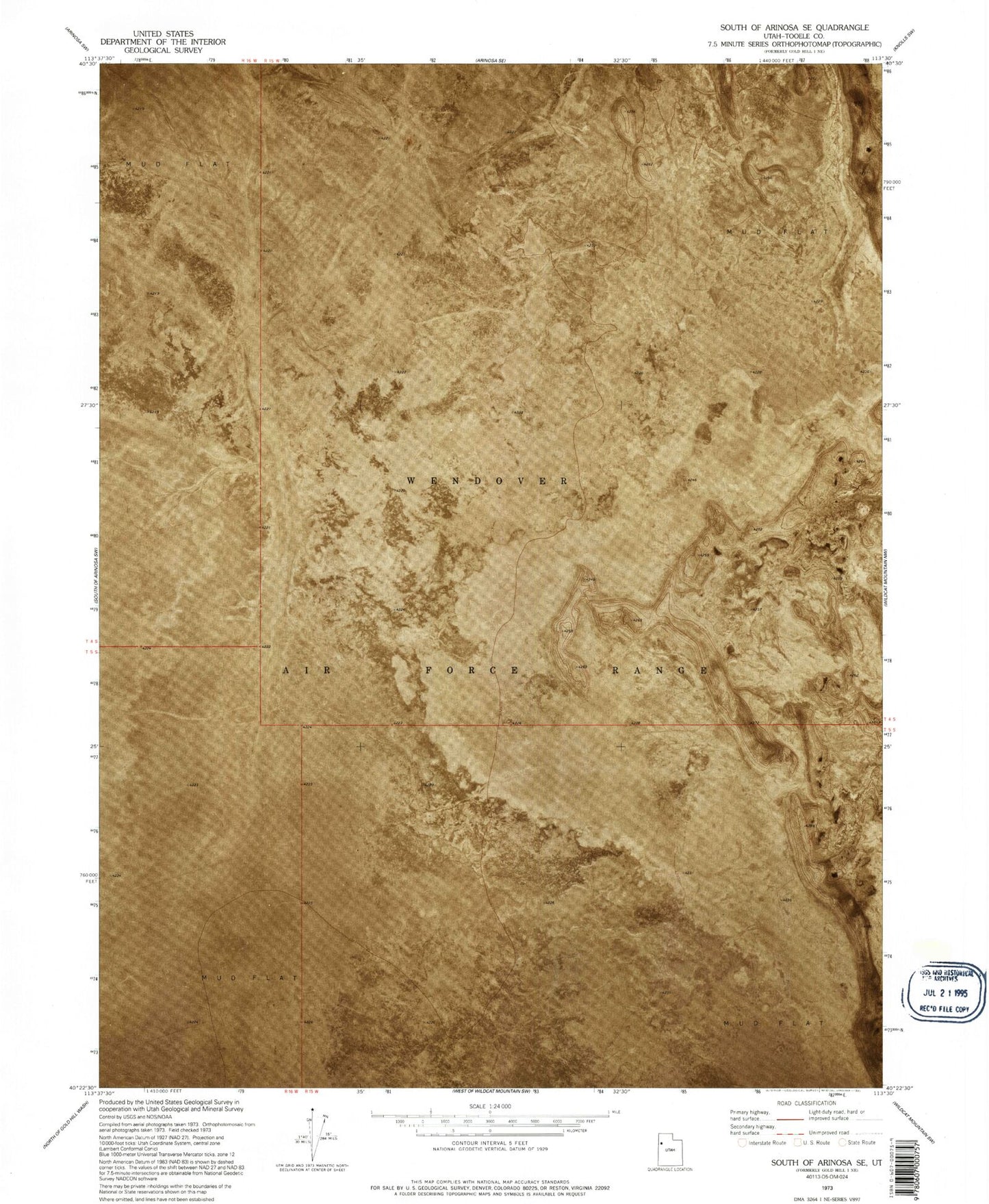 Classic USGS South of Arinosa SE Utah 7.5'x7.5' Topo Map Image