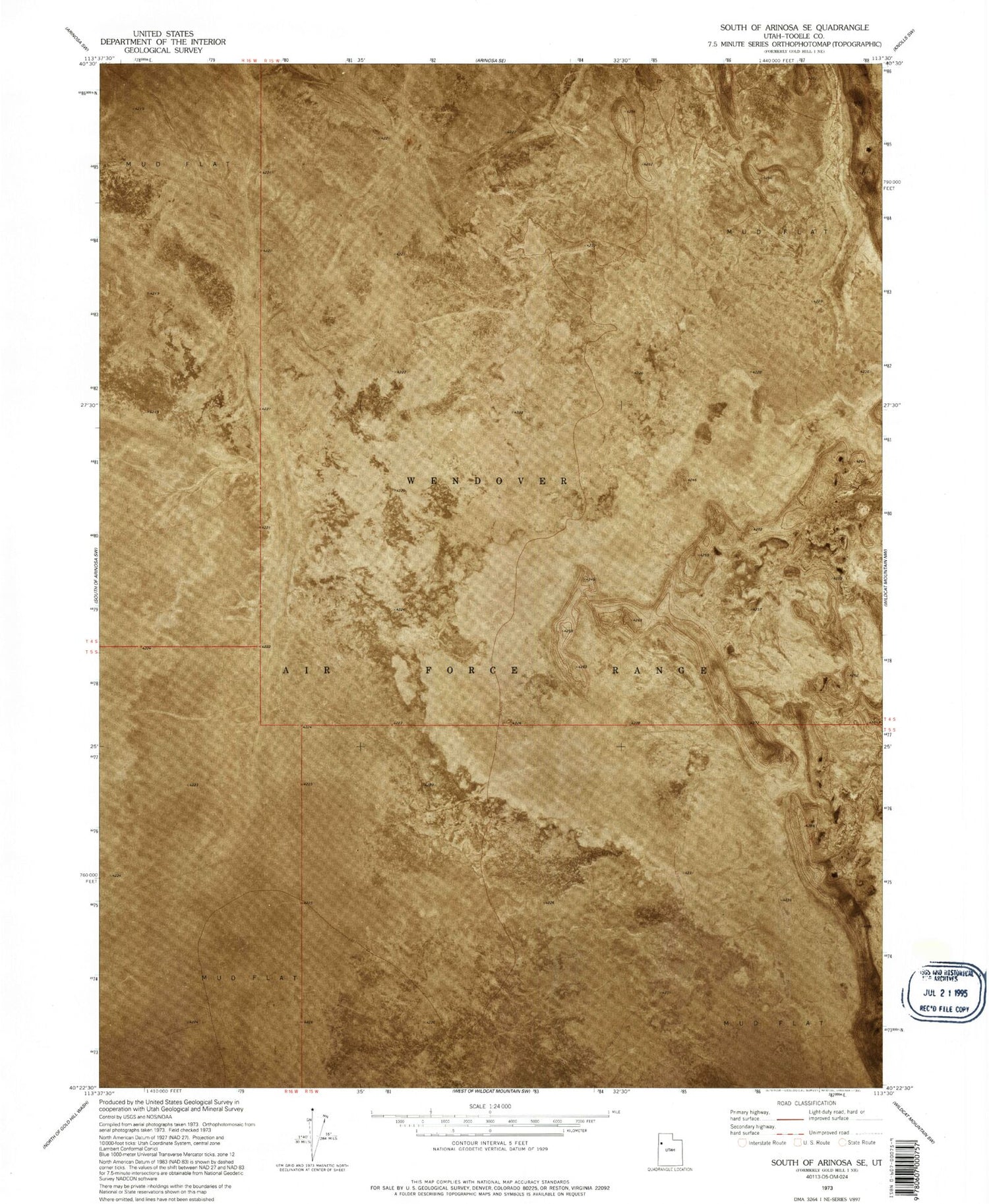Classic USGS South of Arinosa SE Utah 7.5'x7.5' Topo Map Image