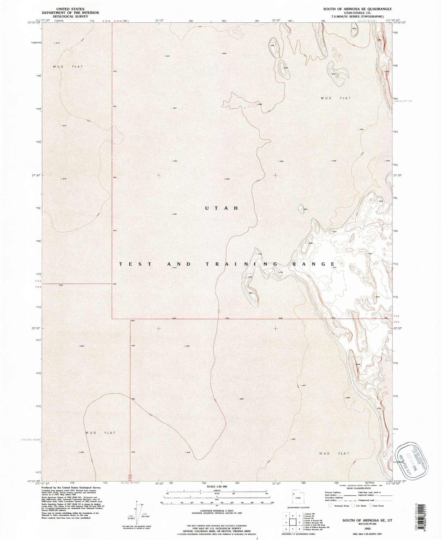 Classic USGS South of Arinosa SE Utah 7.5'x7.5' Topo Map Image