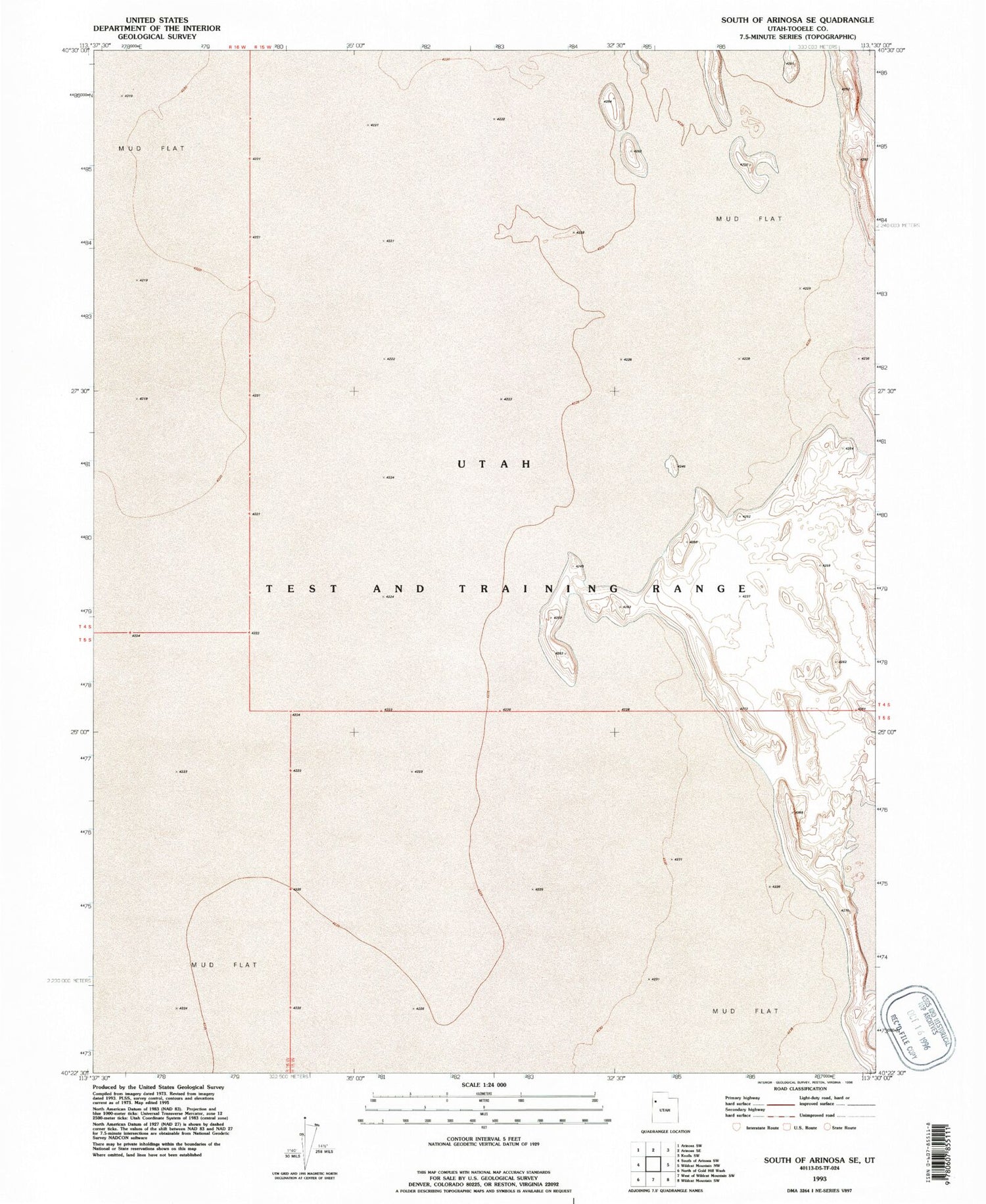 Classic USGS South of Arinosa SE Utah 7.5'x7.5' Topo Map Image