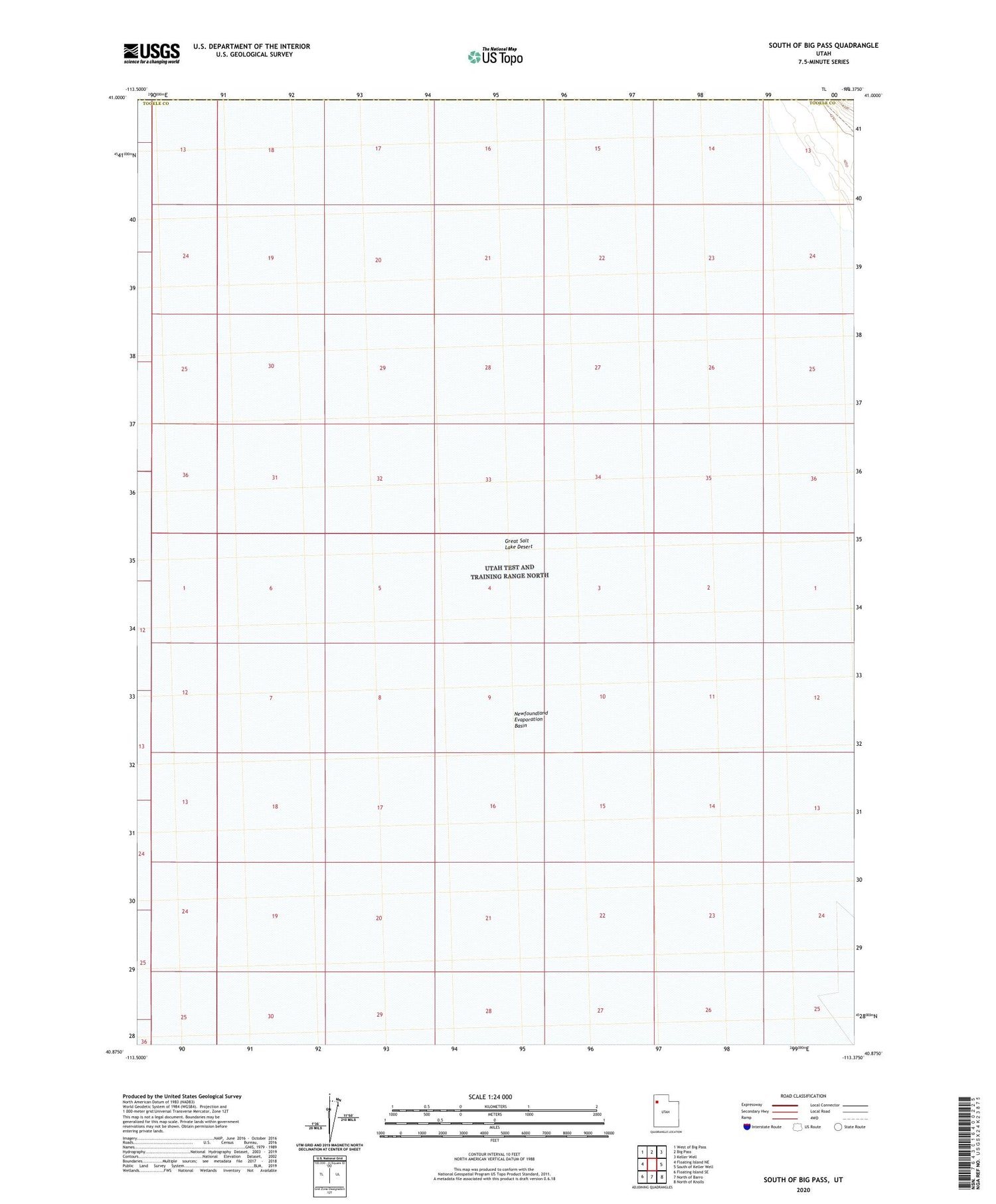 South of Big Pass Utah US Topo Map Image