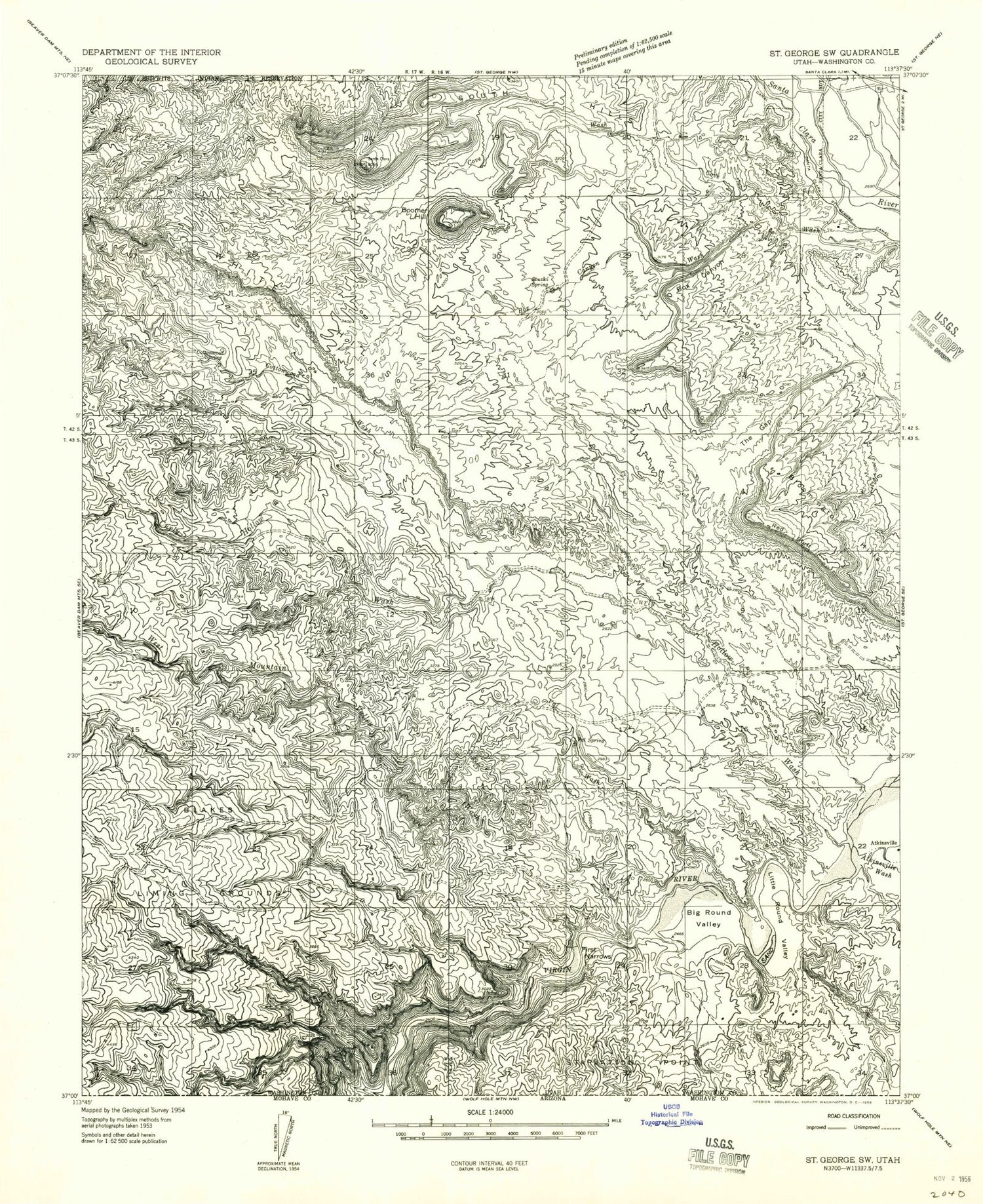 Classic USGS White Hills Utah 7.5'x7.5' Topo Map Image