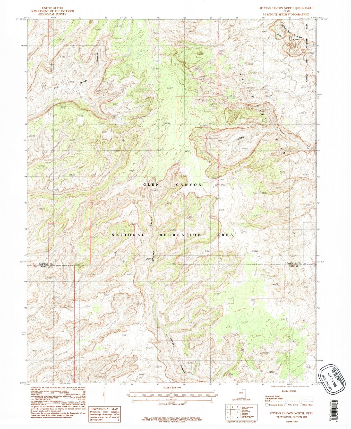 Classic USGS Stevens Canyon North Utah 7.5'x7.5' Topo Map Image
