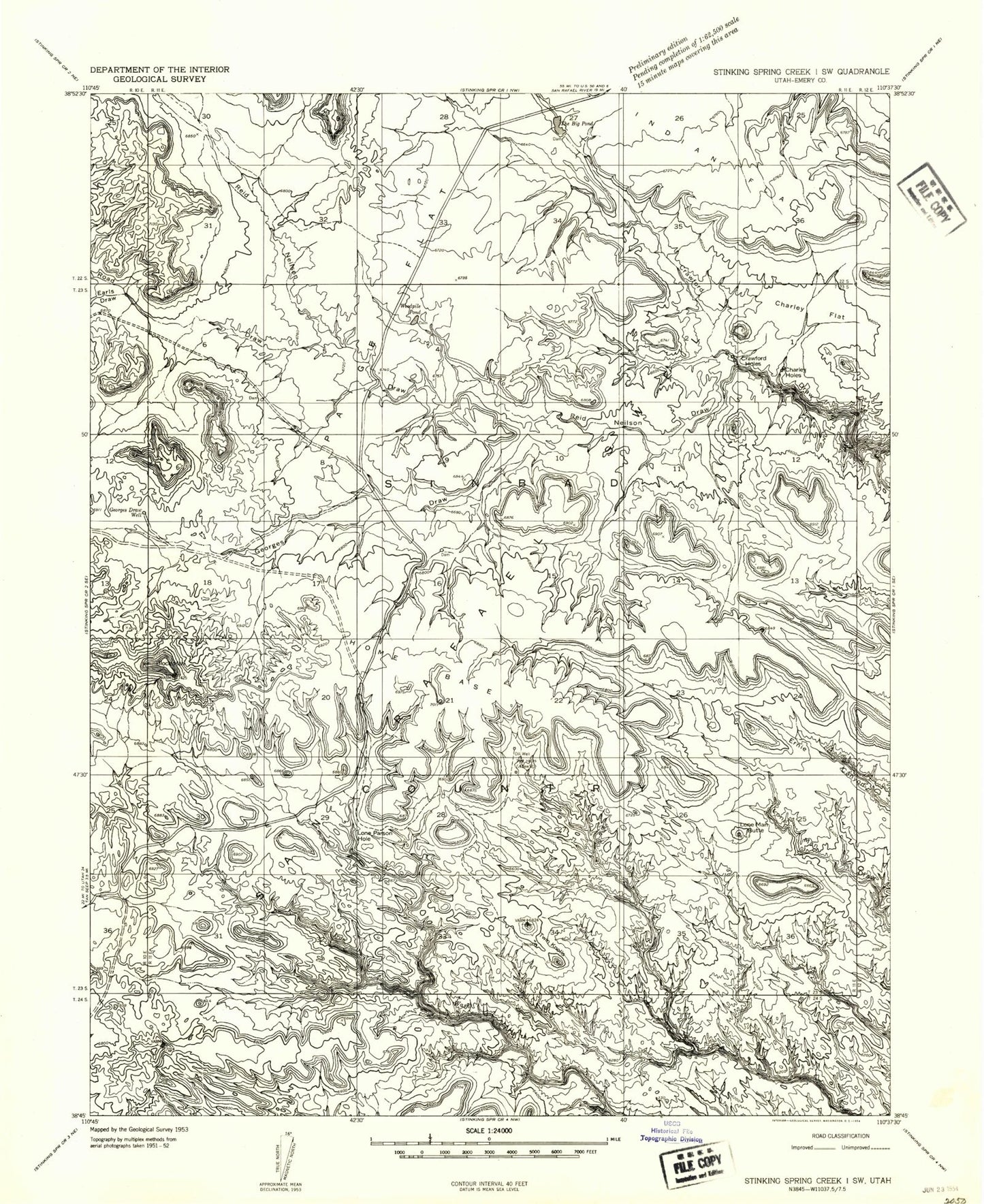 Classic USGS Twin Knolls Utah 7.5'x7.5' Topo Map Image