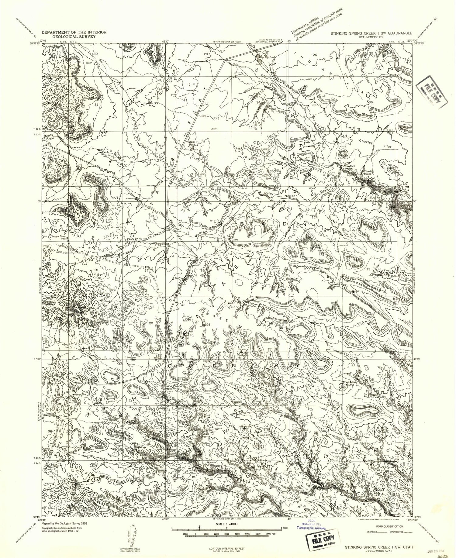 Classic USGS Twin Knolls Utah 7.5'x7.5' Topo Map Image