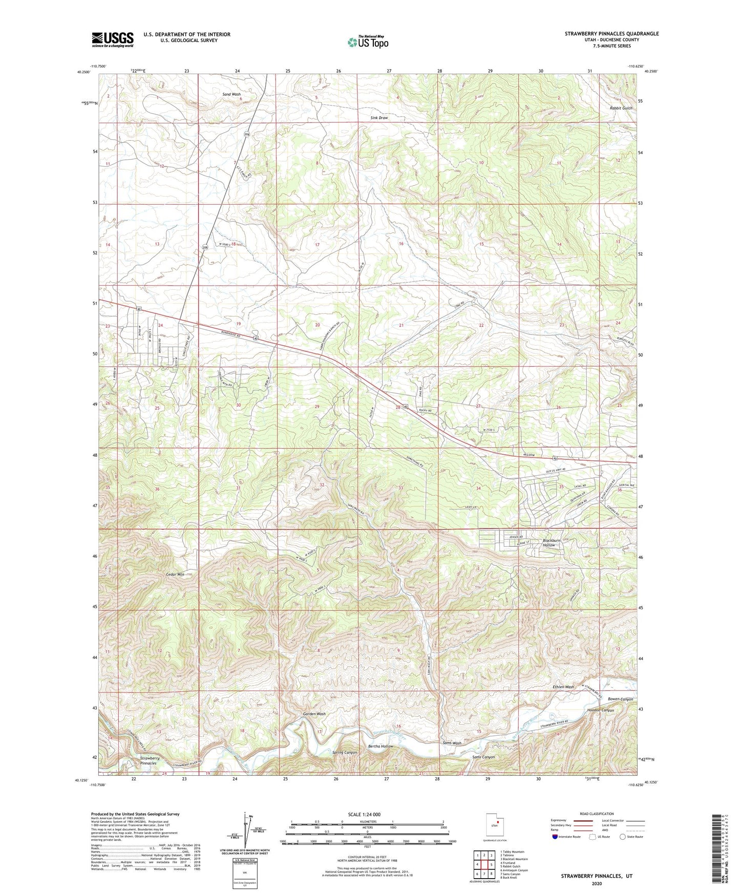 Strawberry Pinnacles Utah US Topo Map Image