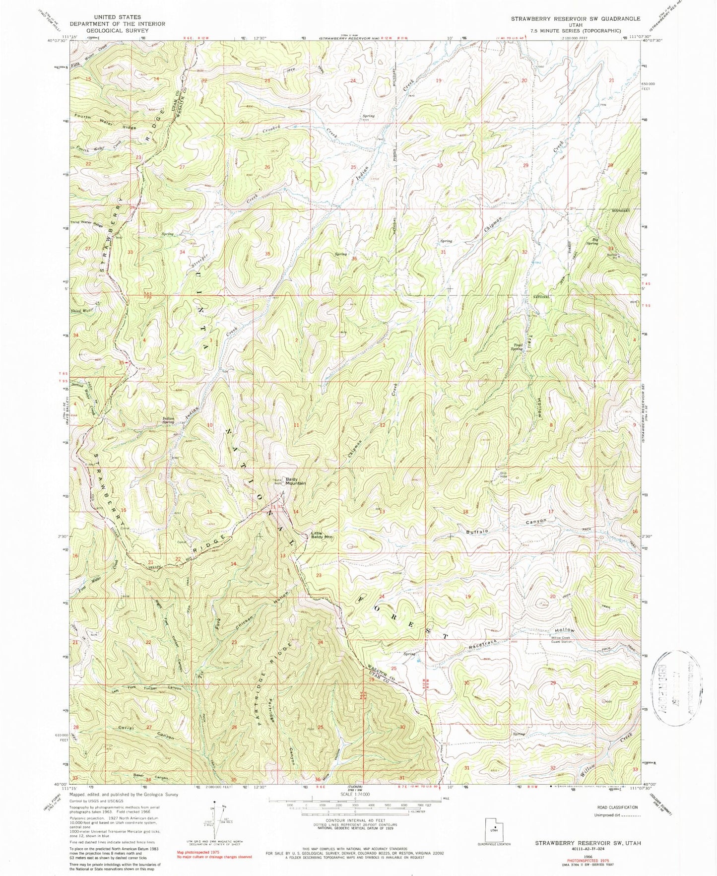 Classic USGS Strawberry Reservoir SW Utah 7.5'x7.5' Topo Map Image