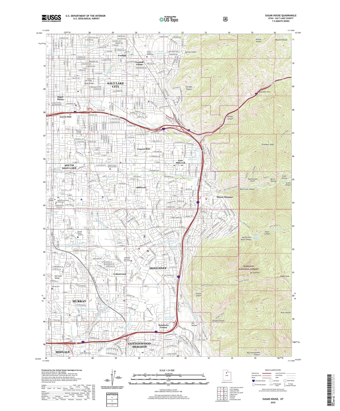 Sugar House Utah US Topo Map Image