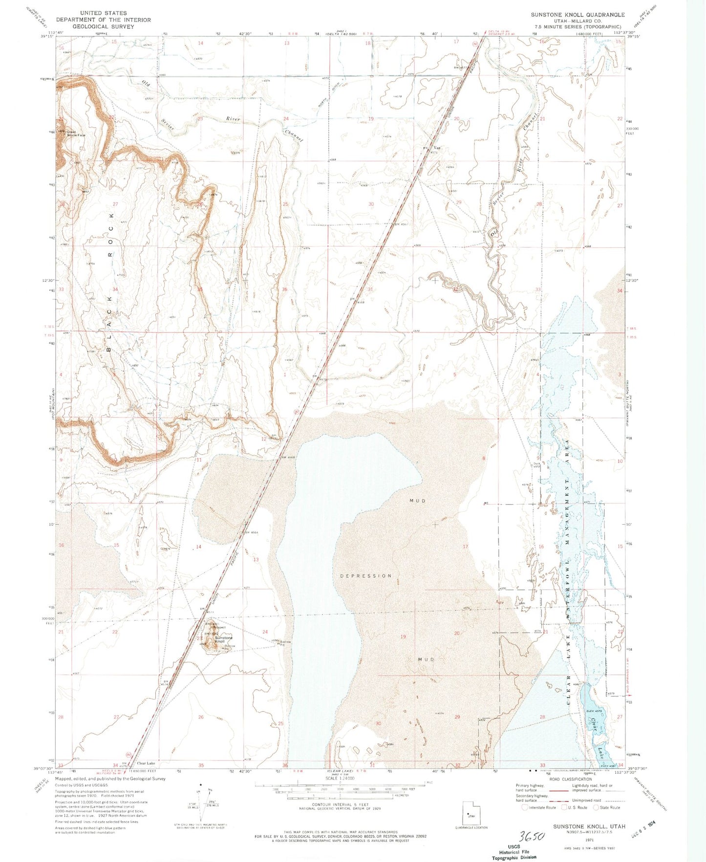 Classic USGS Sunstone Knoll Utah 7.5'x7.5' Topo Map Image