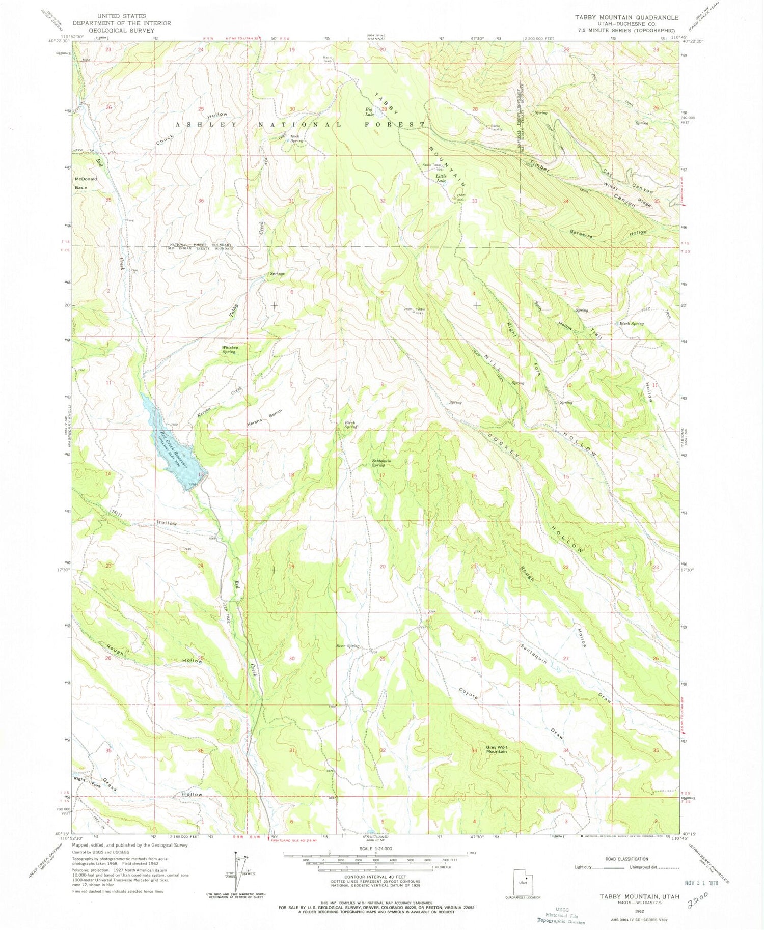 Classic USGS Tabby Mountain Utah 7.5'x7.5' Topo Map Image