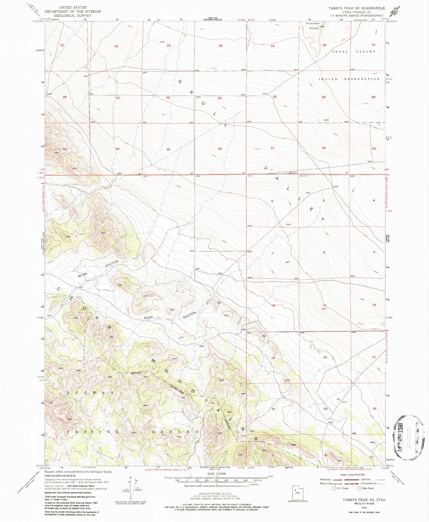 Classic USGS Tabbys Peak SE Utah 7.5'x7.5' Topo Map Image