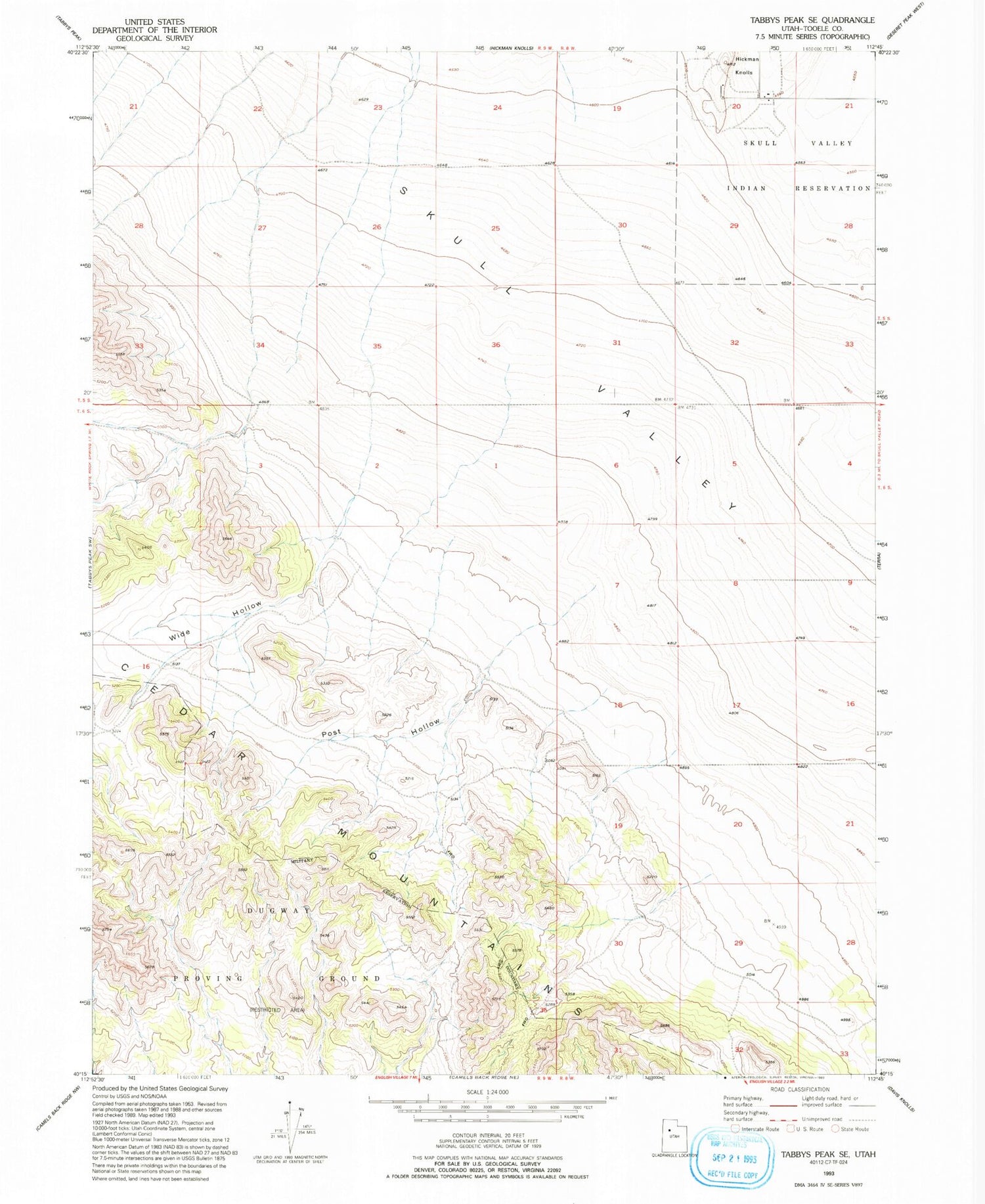 Classic USGS Tabbys Peak SE Utah 7.5'x7.5' Topo Map Image
