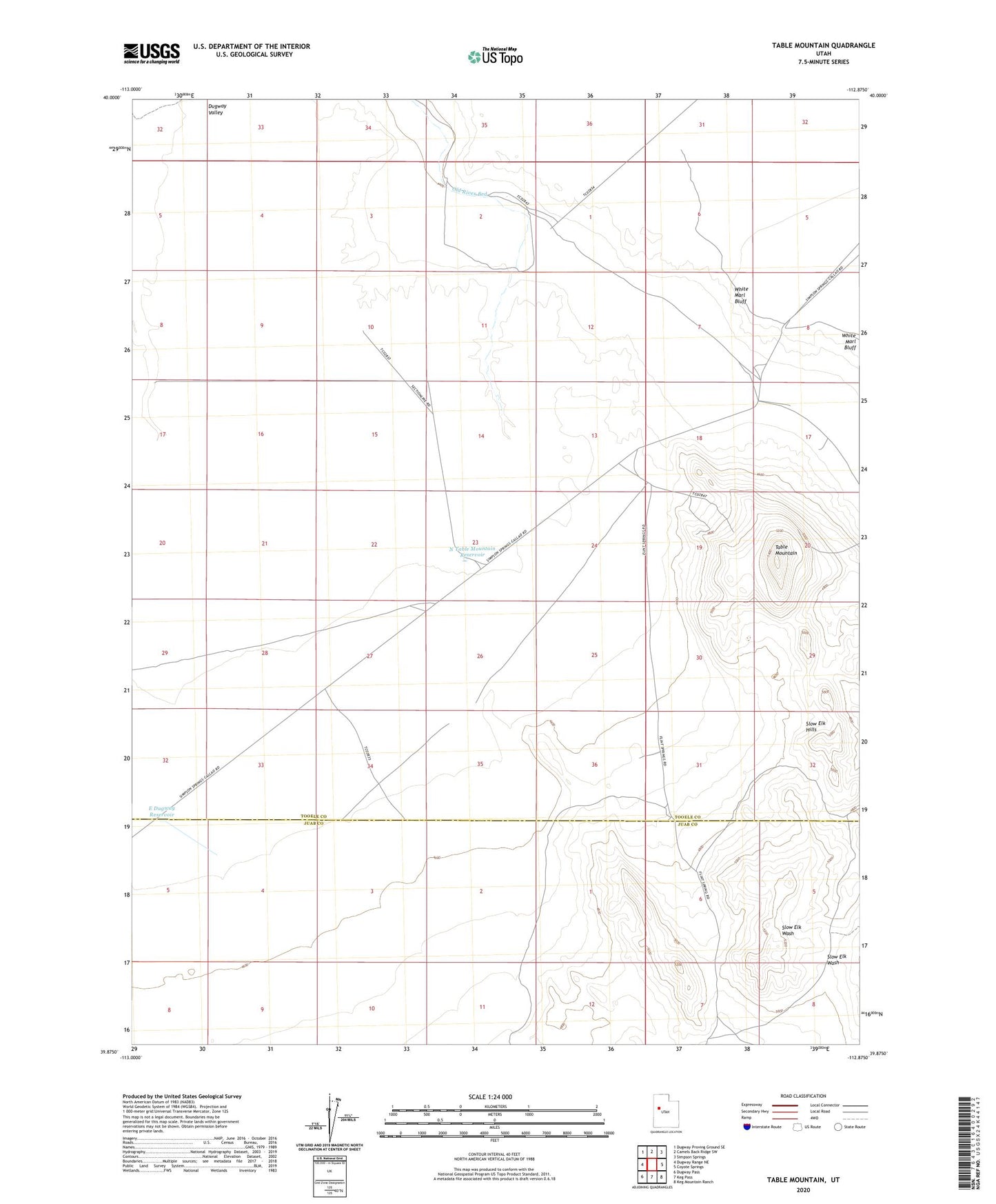 Table Mountain Utah US Topo Map Image
