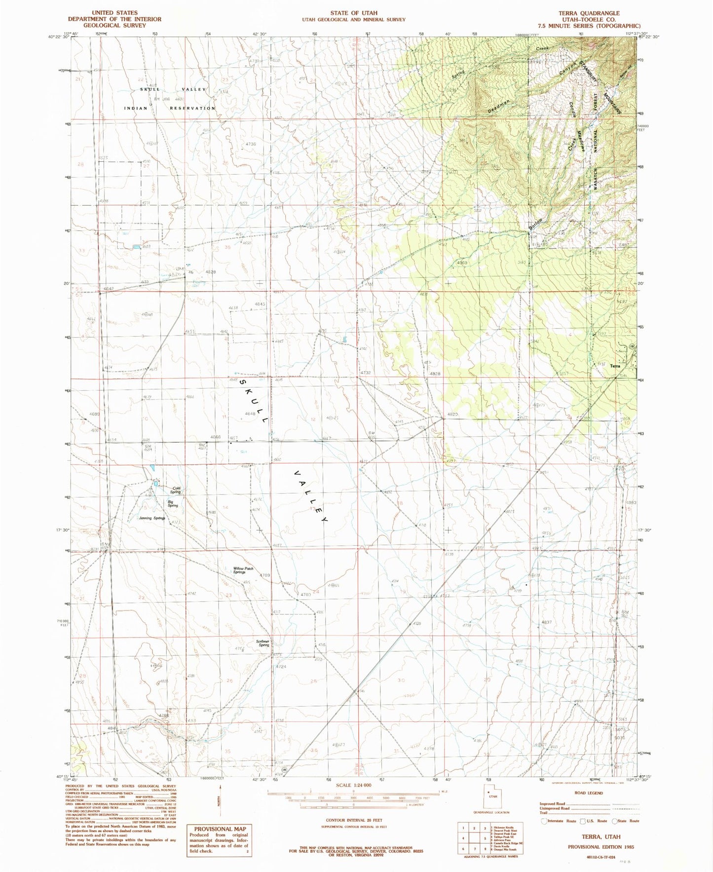 Classic USGS Terra Utah 7.5'x7.5' Topo Map Image