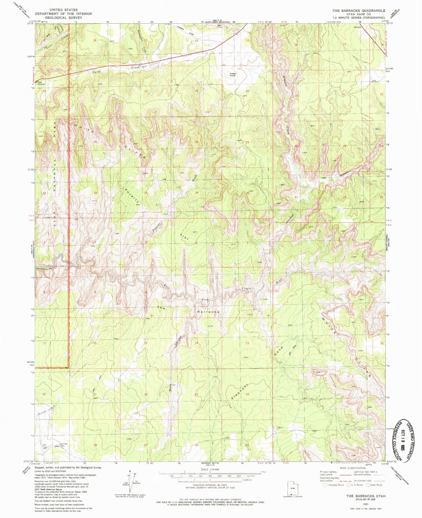 Classic USGS The Barracks Utah 7.5'x7.5' Topo Map Image