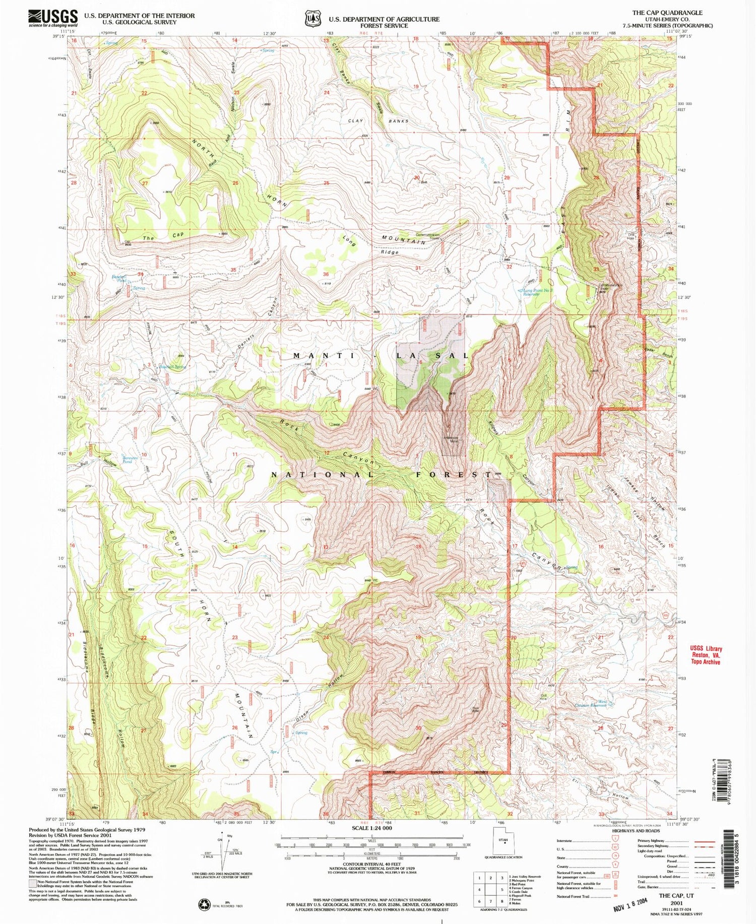 Classic USGS The Cap Utah 7.5'x7.5' Topo Map Image