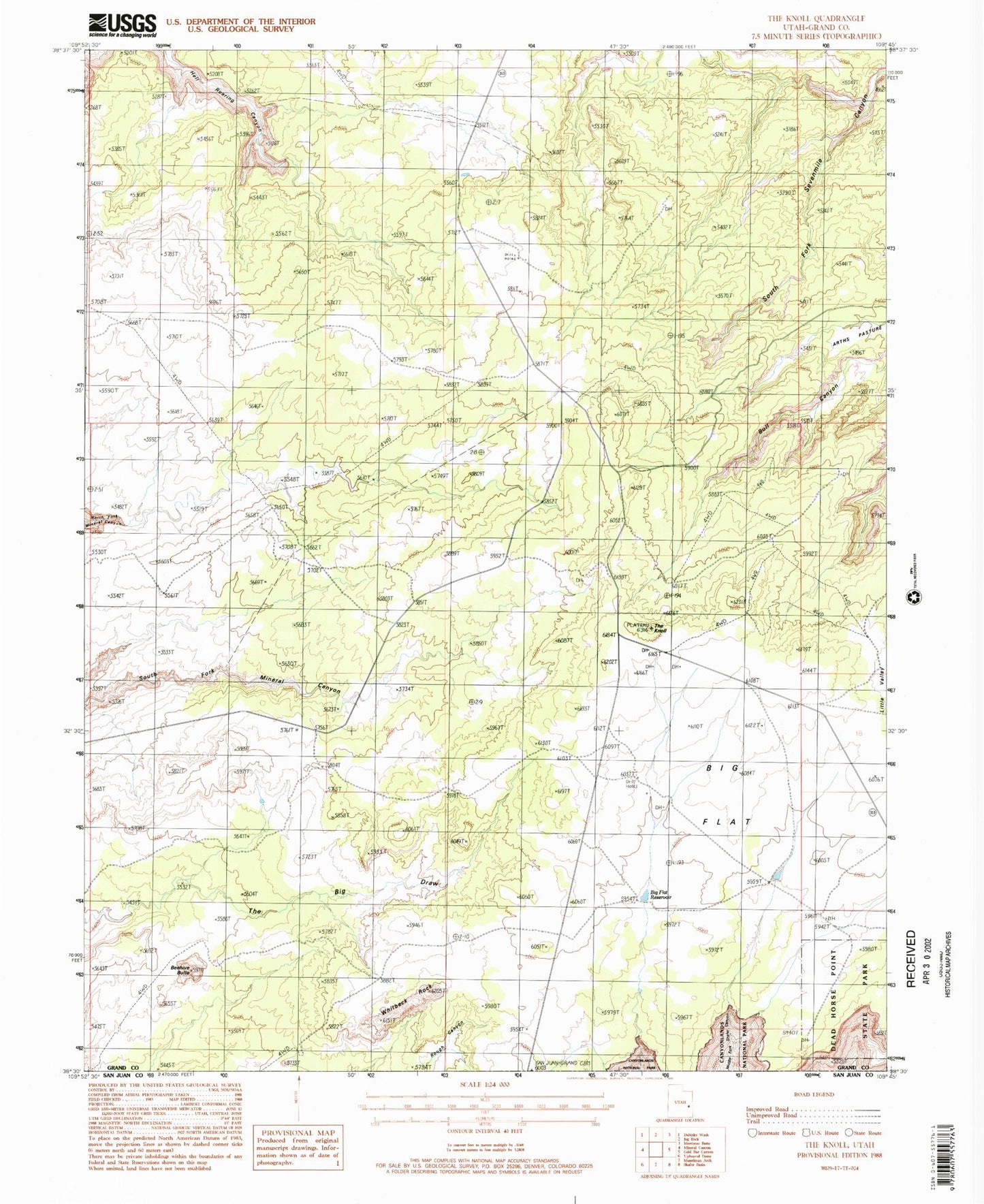 Classic USGS The Knoll Utah 7.5'x7.5' Topo Map Image