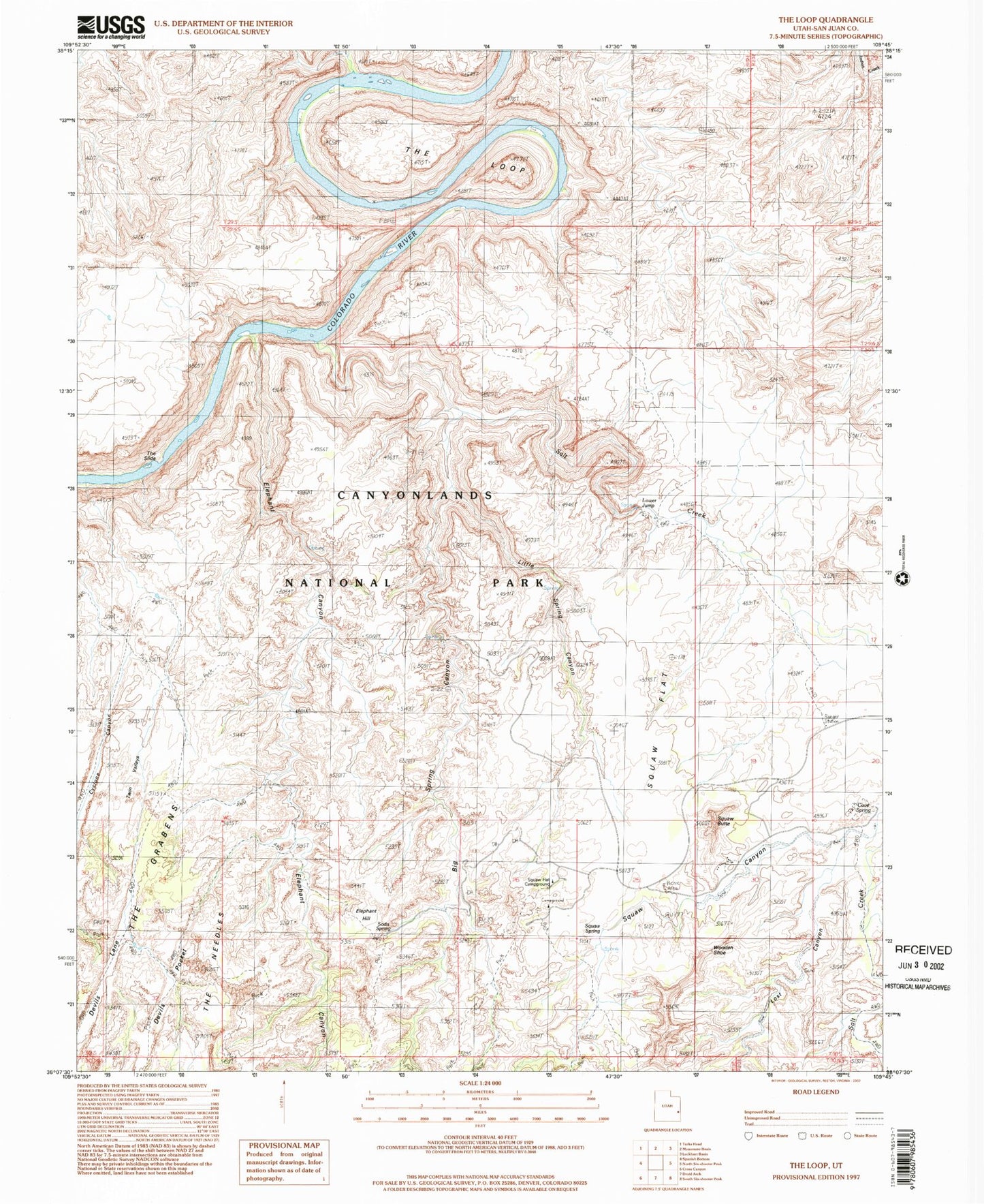 Classic USGS The Loop Utah 7.5'x7.5' Topo Map Image