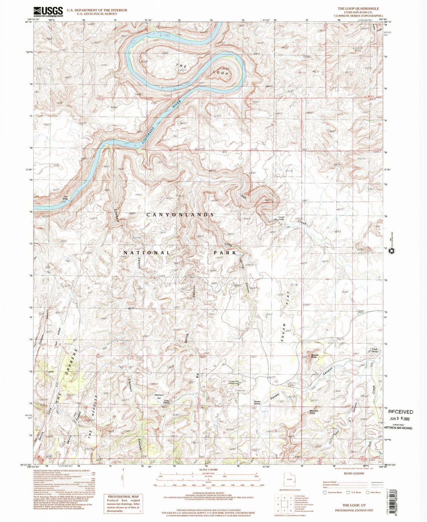 Classic USGS The Loop Utah 7.5'x7.5' Topo Map Image