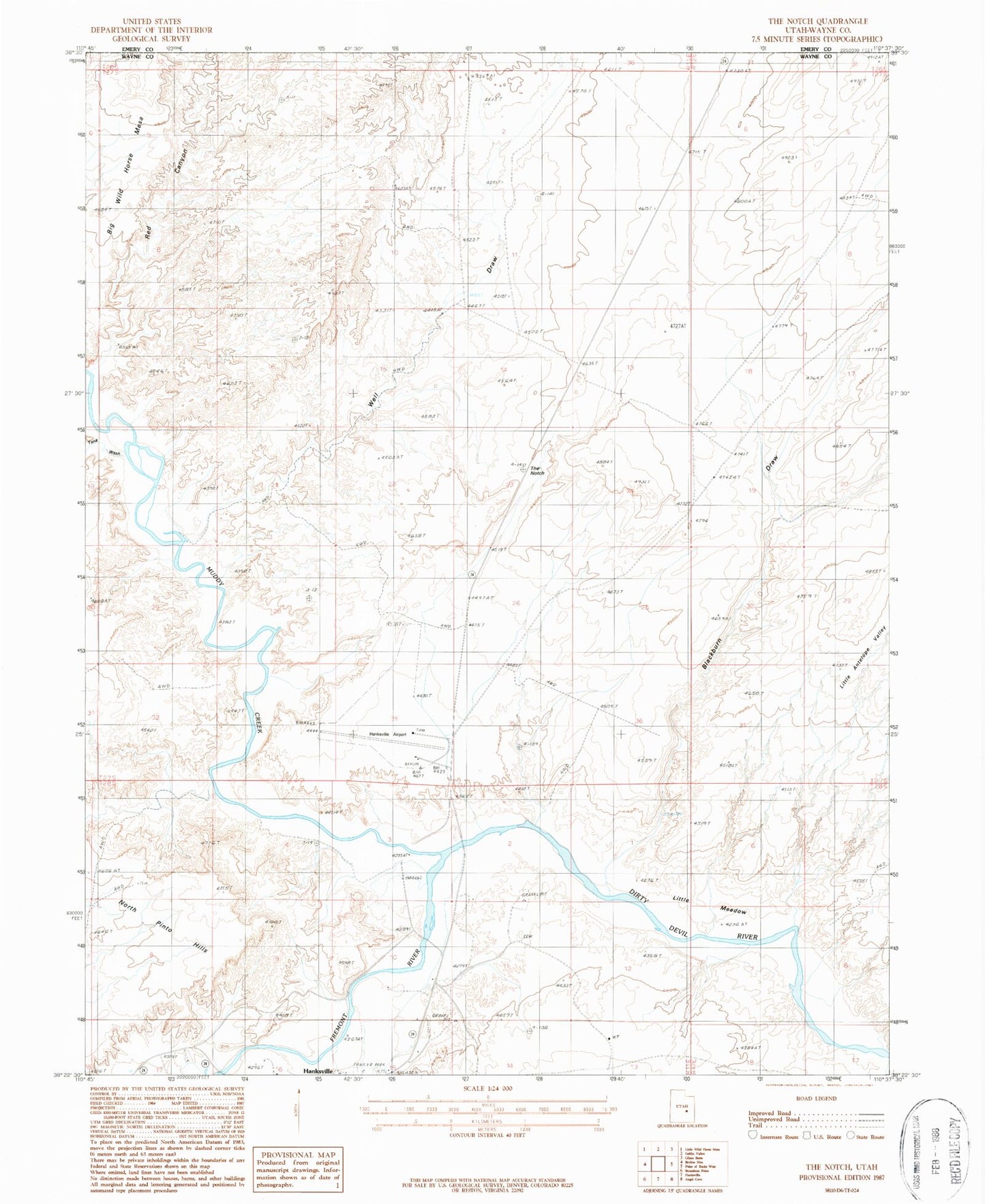 Classic USGS The Notch Utah 7.5'x7.5' Topo Map Image