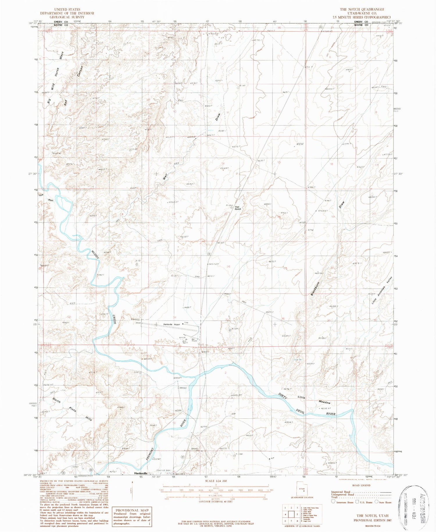 Classic USGS The Notch Utah 7.5'x7.5' Topo Map Image