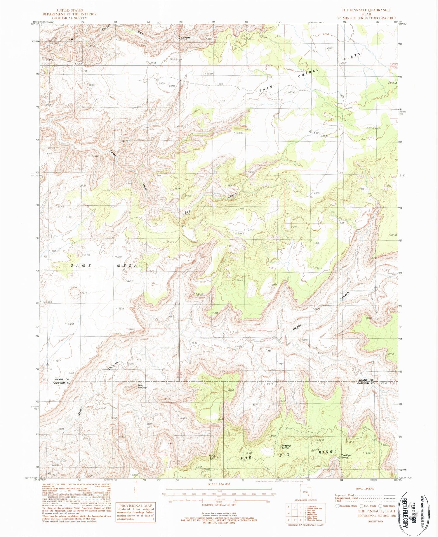 Classic USGS The Pinnacle Utah 7.5'x7.5' Topo Map Image