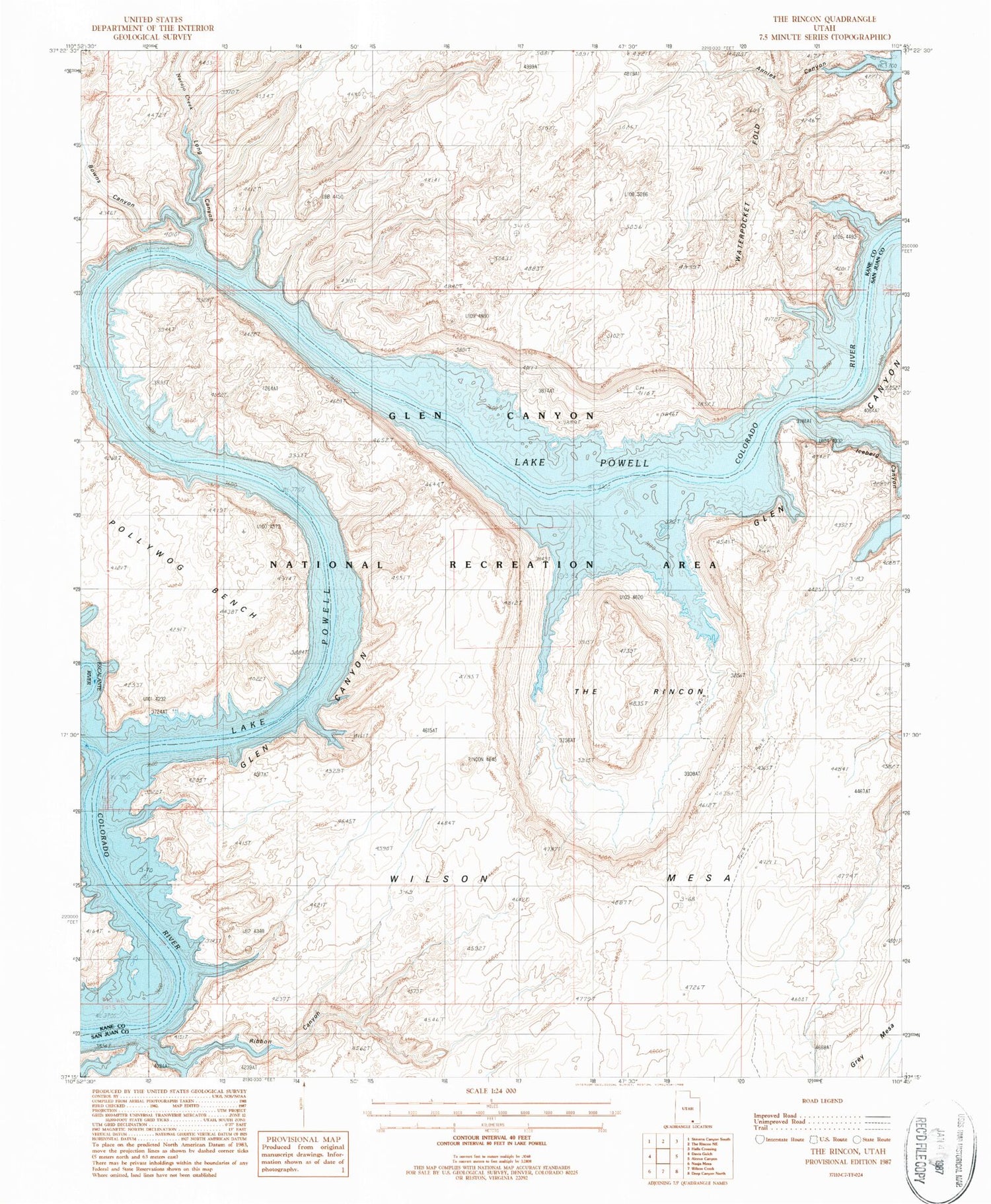 Classic USGS The Rincon Utah 7.5'x7.5' Topo Map Image