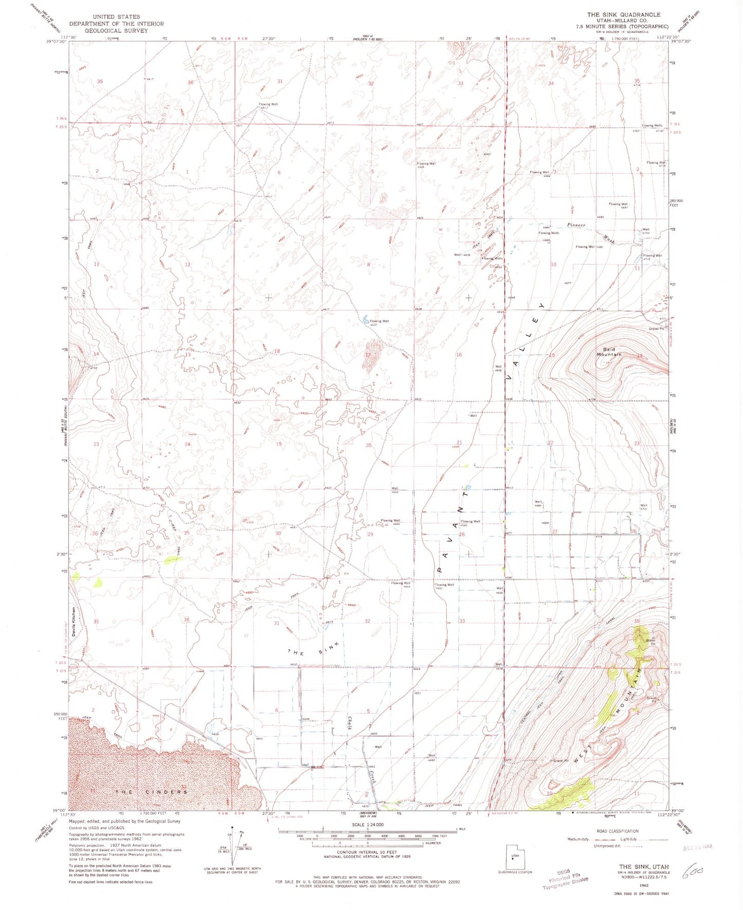 Classic USGS The Sink Utah 7.5'x7.5' Topo Map Image