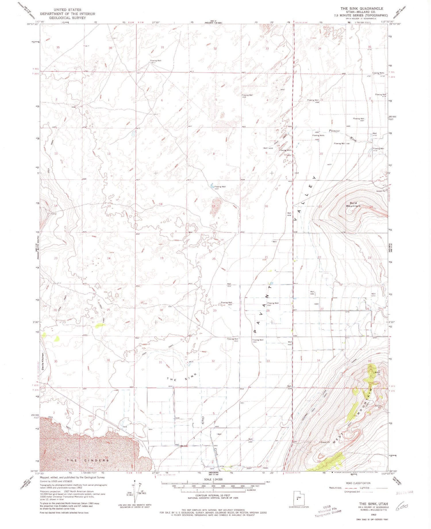 Classic USGS The Sink Utah 7.5'x7.5' Topo Map Image