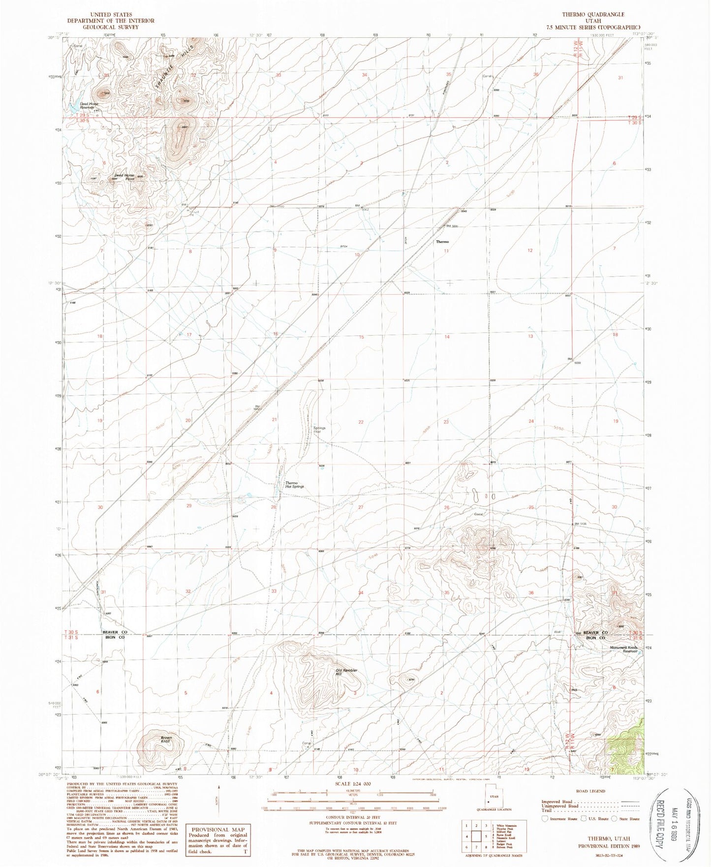 Classic USGS Thermo Utah 7.5'x7.5' Topo Map Image