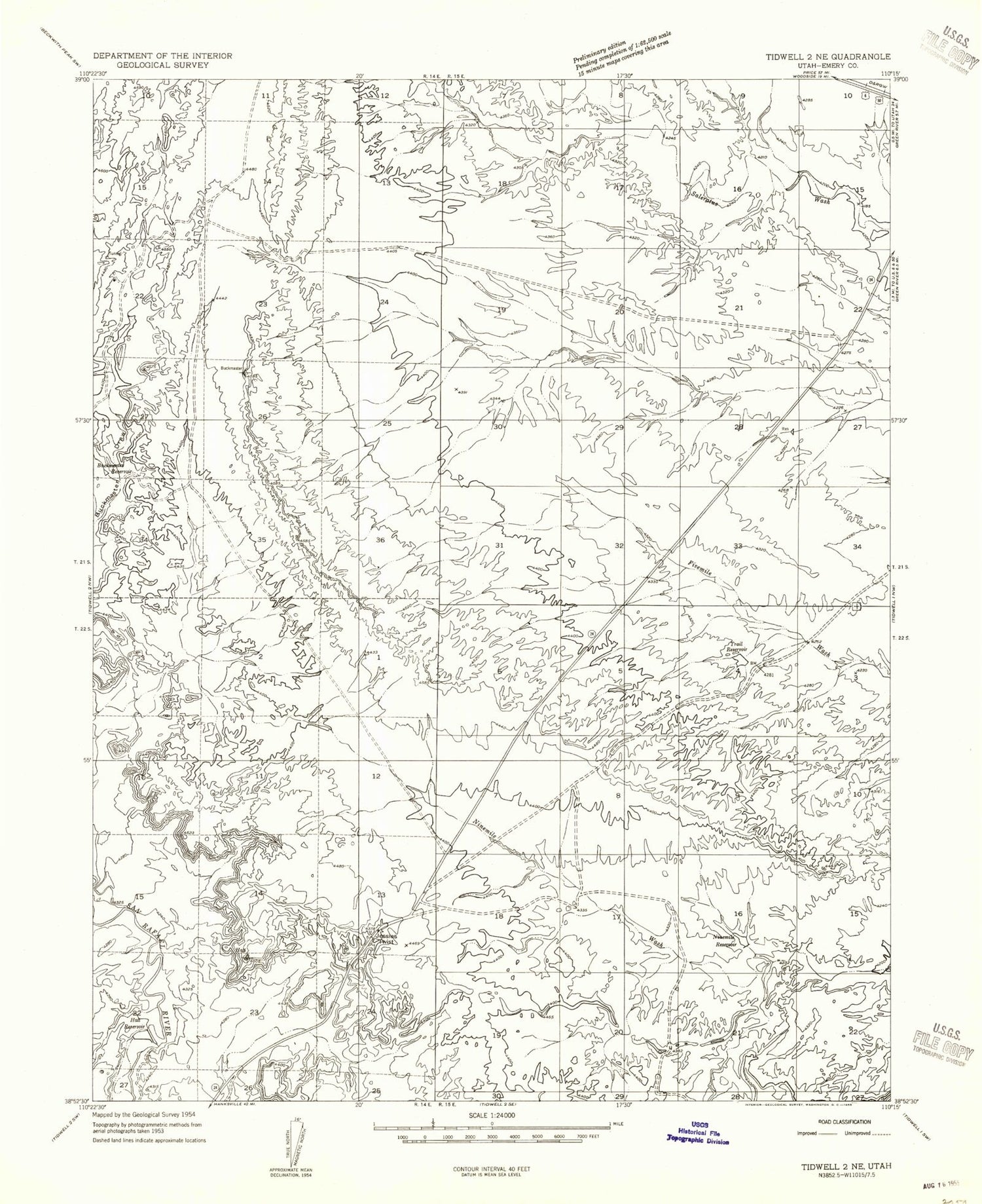 Classic USGS Jessies Twist Utah 7.5'x7.5' Topo Map Image