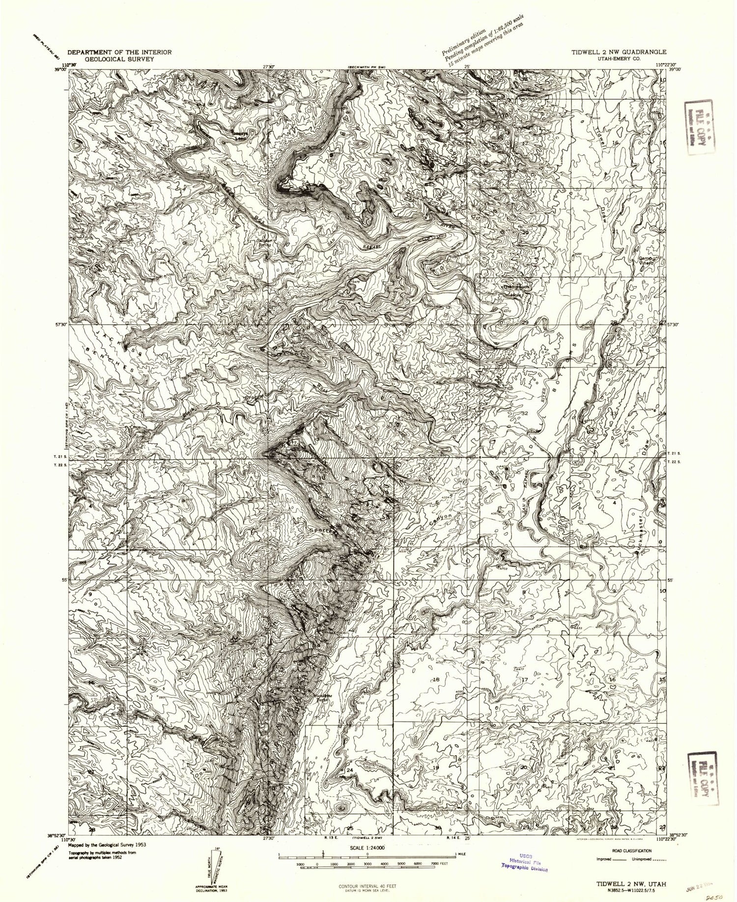 Classic USGS Spotted Wolf Canyon Utah 7.5'x7.5' Topo Map Image