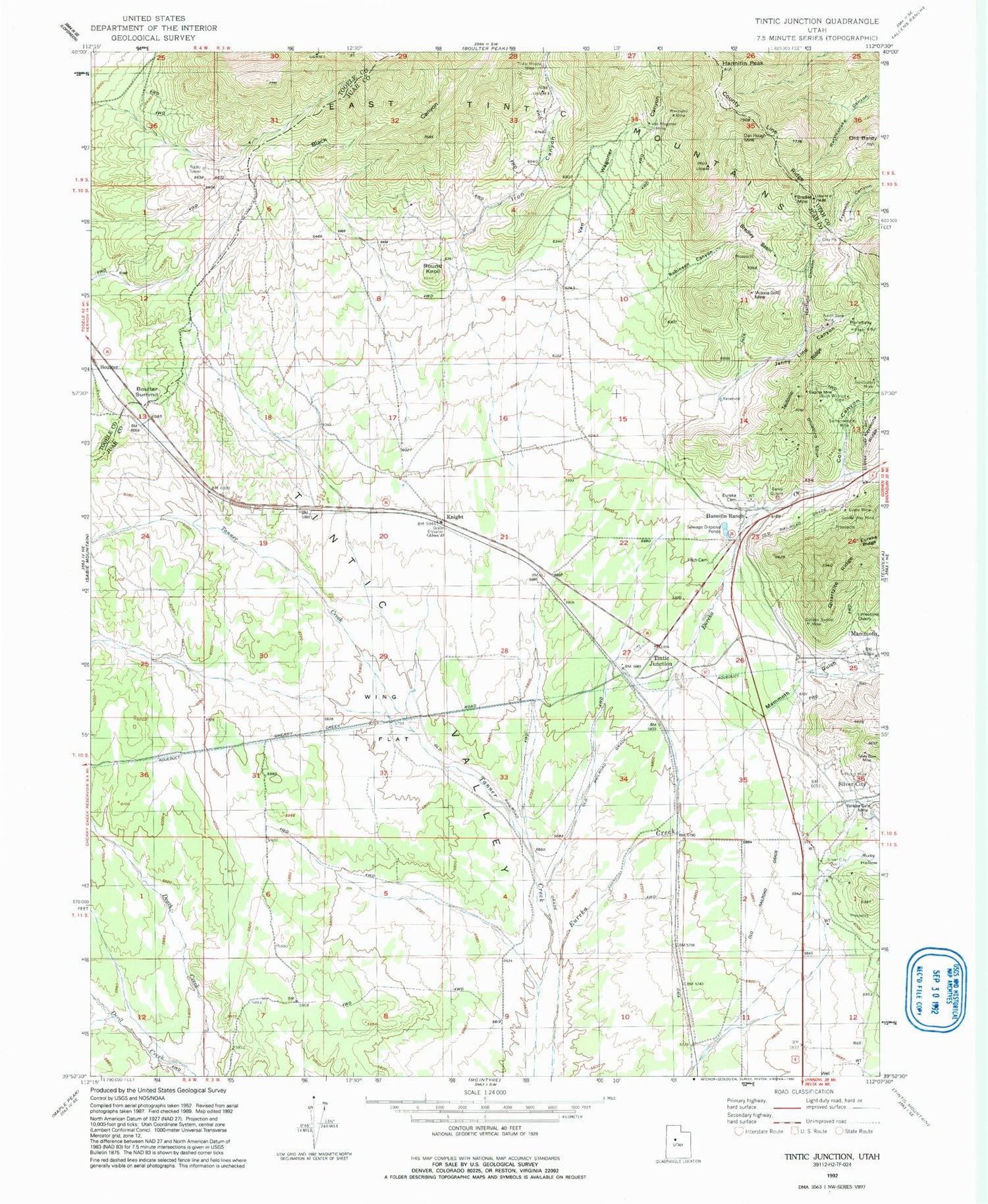 Classic USGS Tintic Junction Utah 7.5'x7.5' Topo Map Image