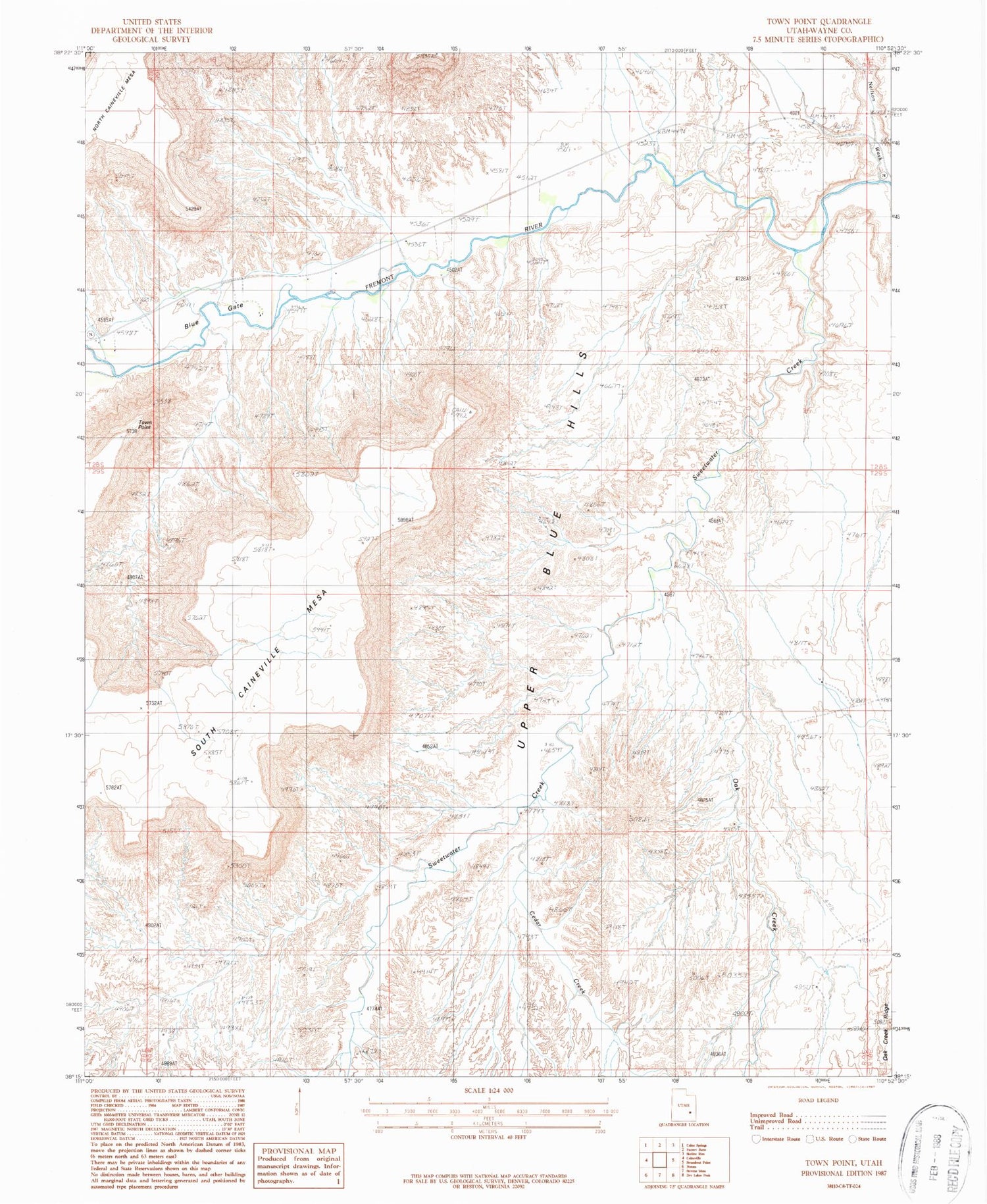 Classic USGS Town Point Utah 7.5'x7.5' Topo Map Image