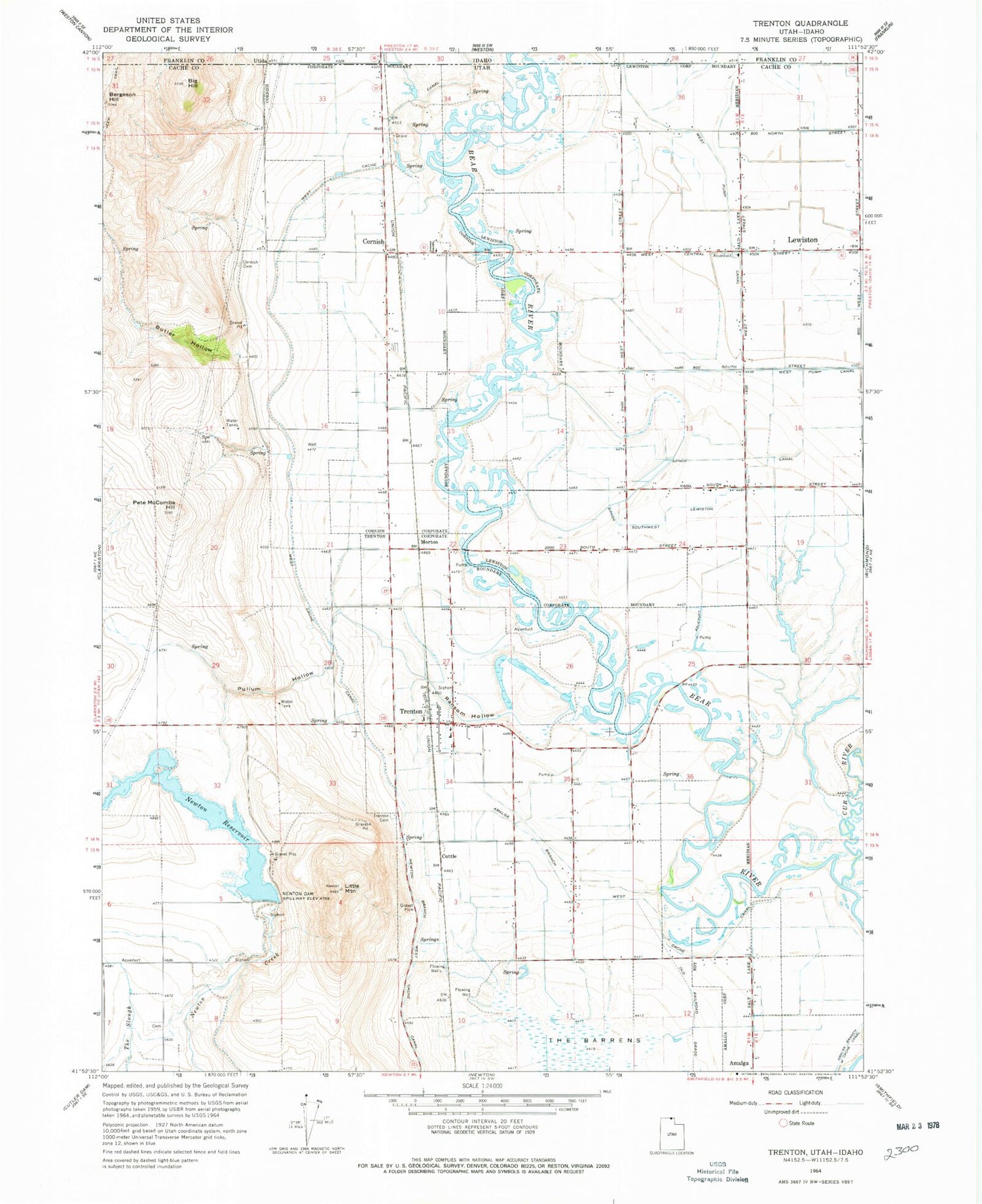 Classic USGS Trenton Utah 7.5'x7.5' Topo Map Image