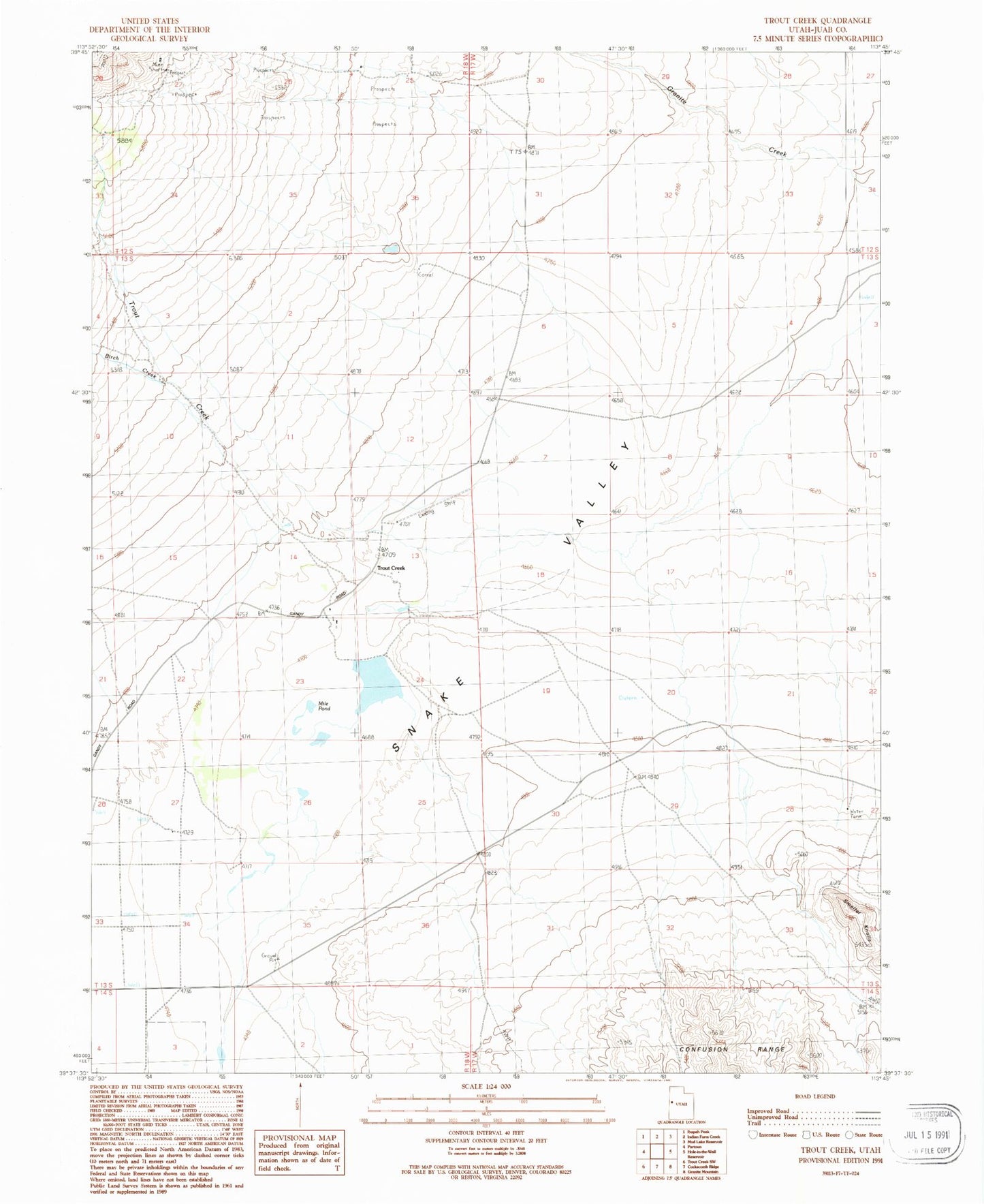 Classic USGS Trout Creek Utah 7.5'x7.5' Topo Map Image
