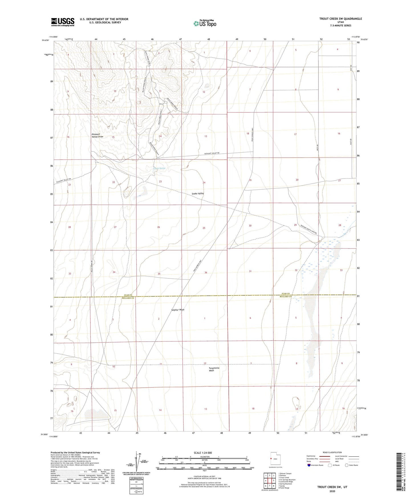 Trout Creek SW Utah US Topo Map Image