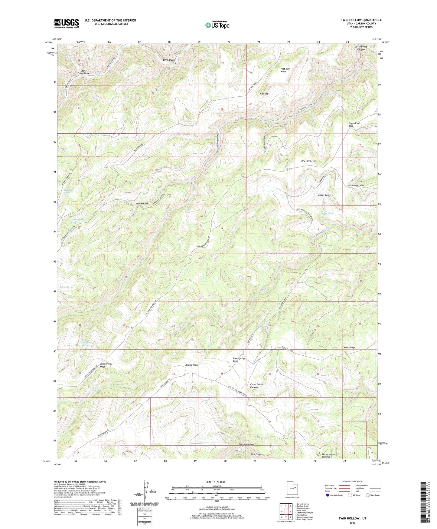 Twin Hollow Utah US Topo Map Image